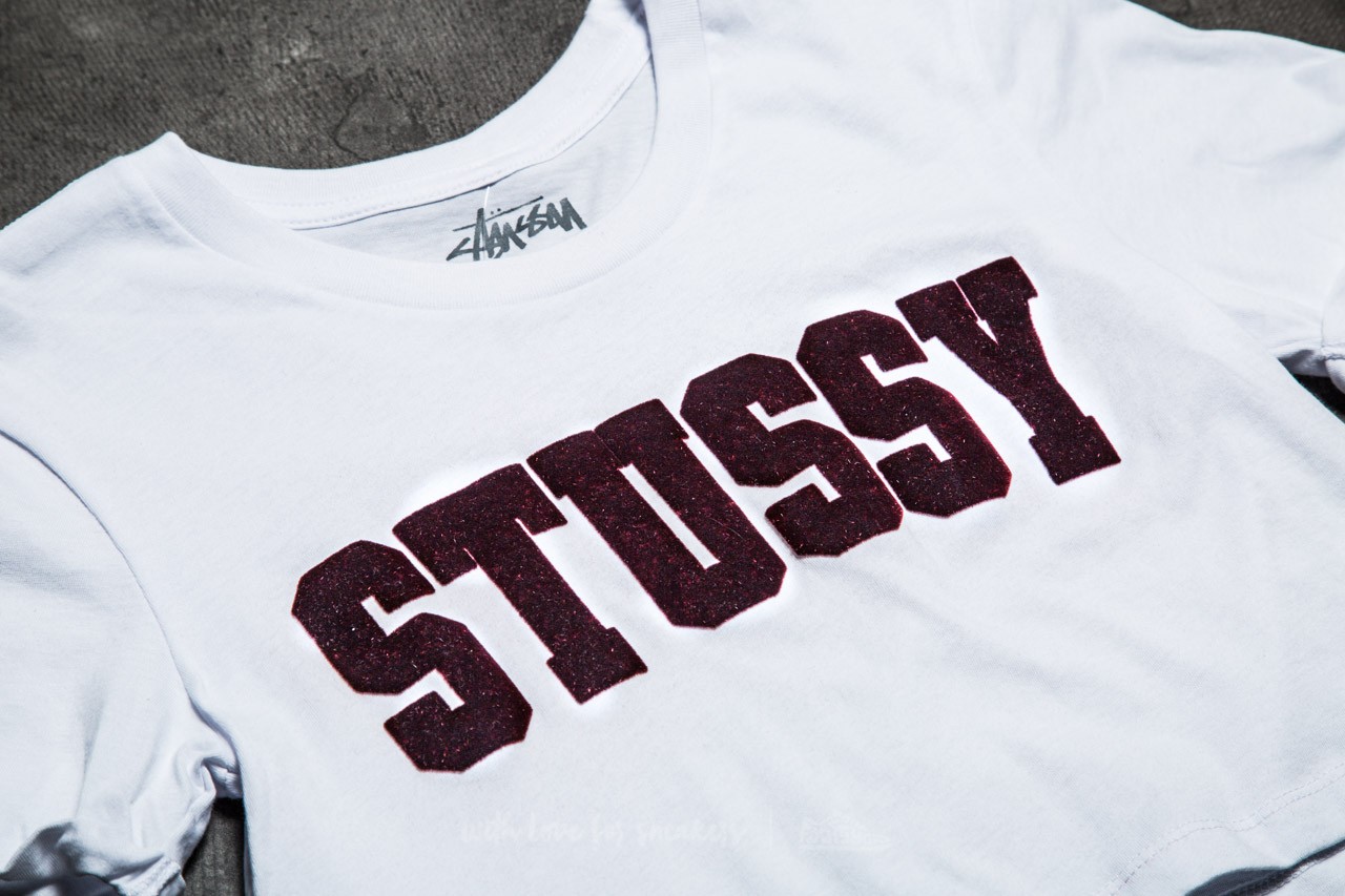 Tops Stüssy University Cropped Cuff Tee White