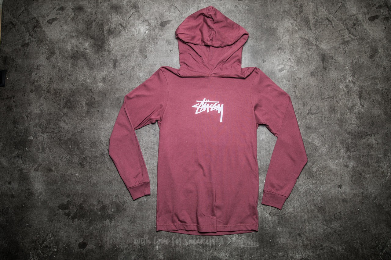 Majice Stüssy Marker Stock Long Sleeve Hood Tee Berry