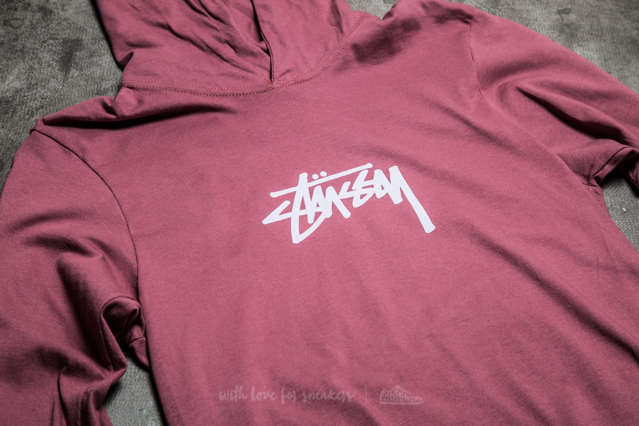 Majice Stüssy Marker Stock Long Sleeve Hood Tee Berry