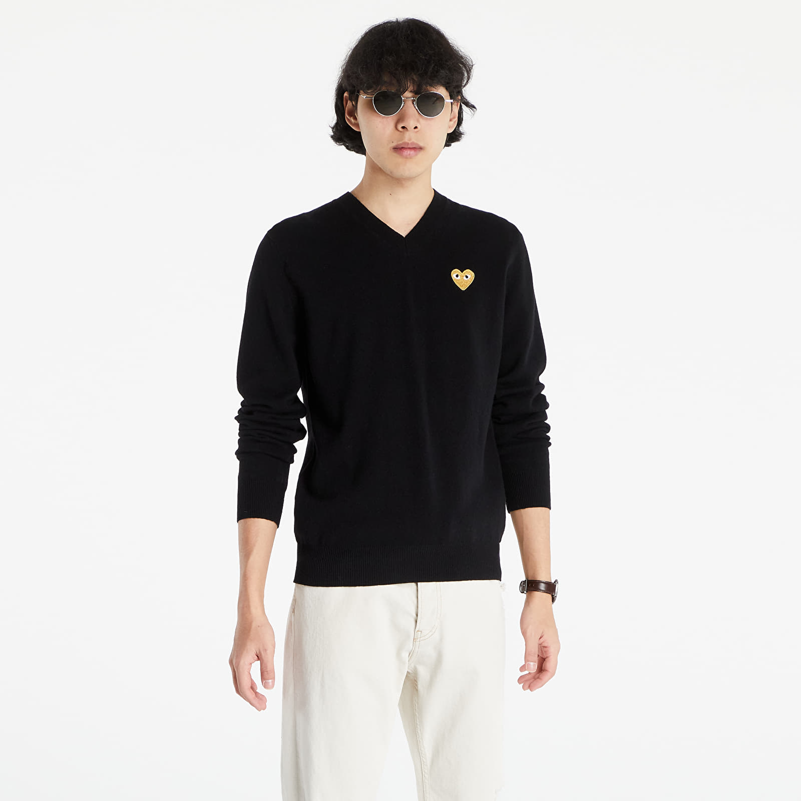 Kapucnis pulcsik Comme des Garçons PLAY Knit Pullover Black