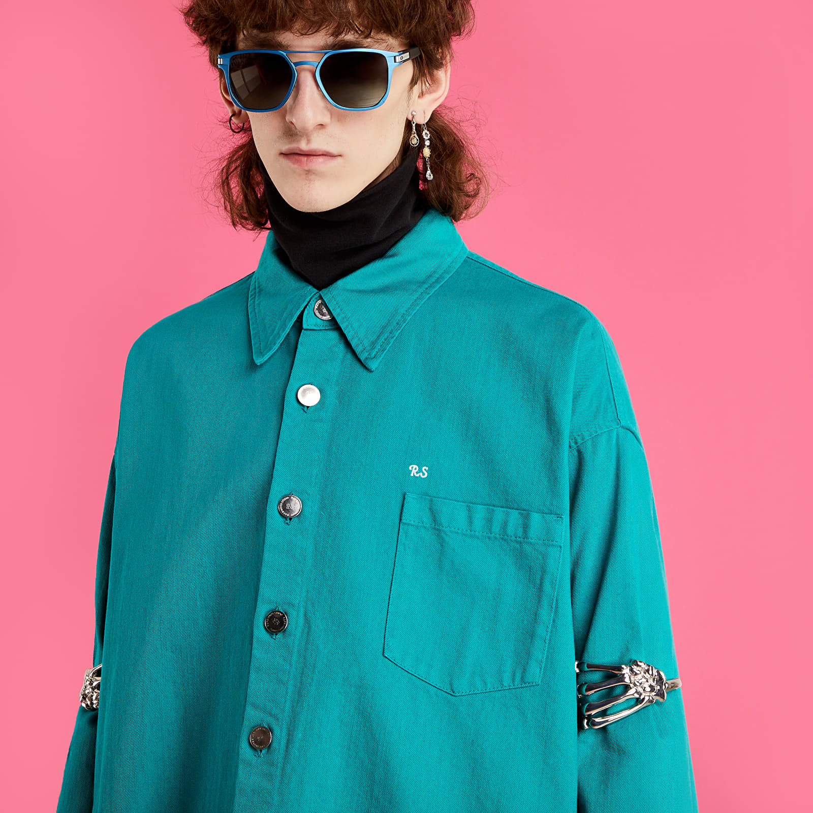RAF SIMONS Big Fit Denim Shirt Petrol | Footshop