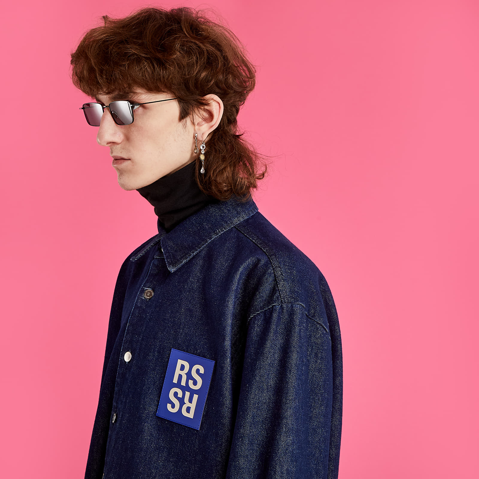 Shirts RAF SIMONS Straight Fit Denim Shirt With Rs In Front Dark Navy