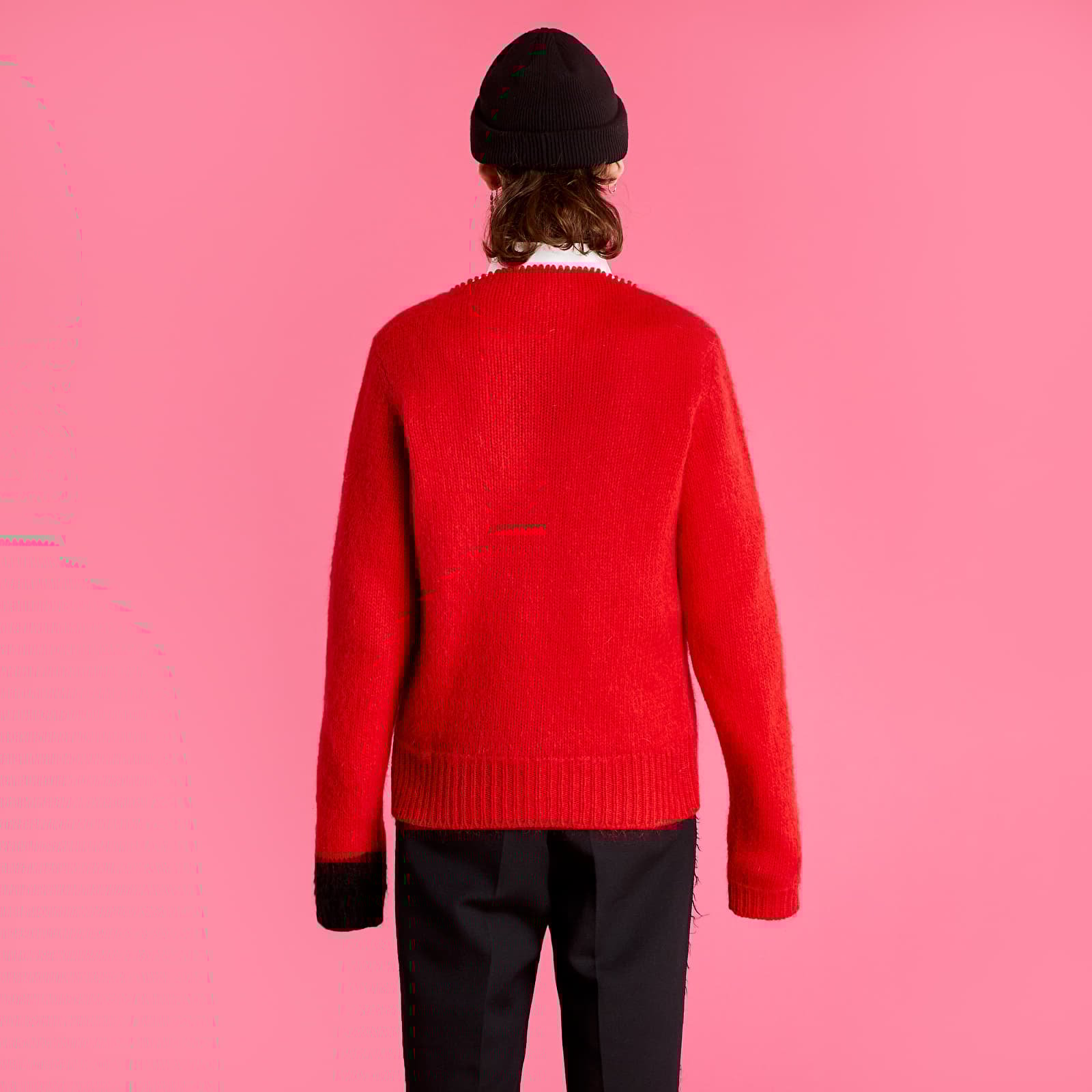 Svetre RAF SIMONS Vintage Knit Sweater With Contrasting Details Red Petrol
