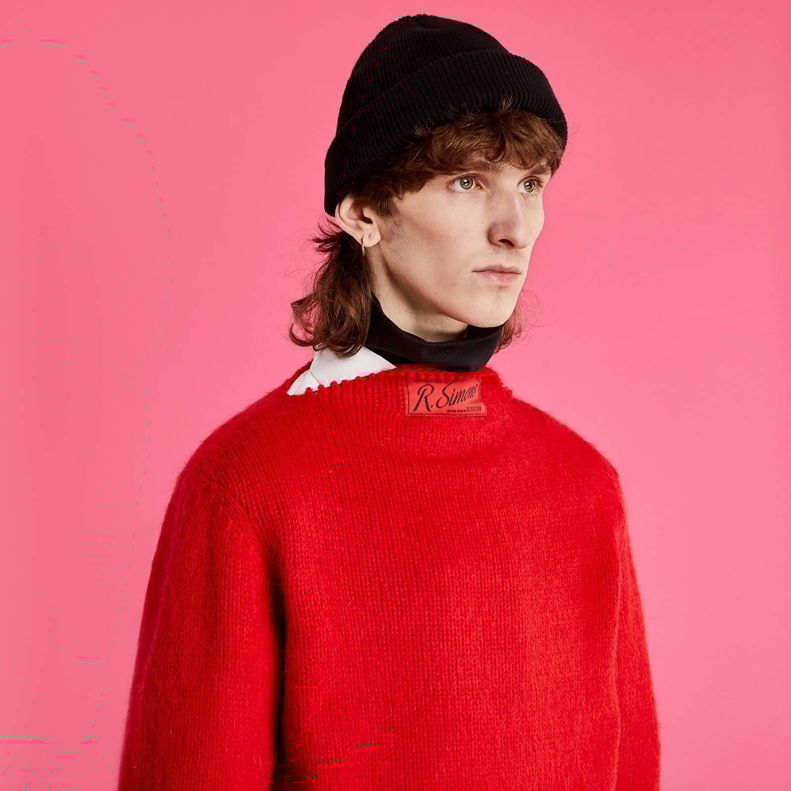 Sweaters RAF SIMONS Vintage Knit Sweater With Contrasting Details Red Petrol Footshop