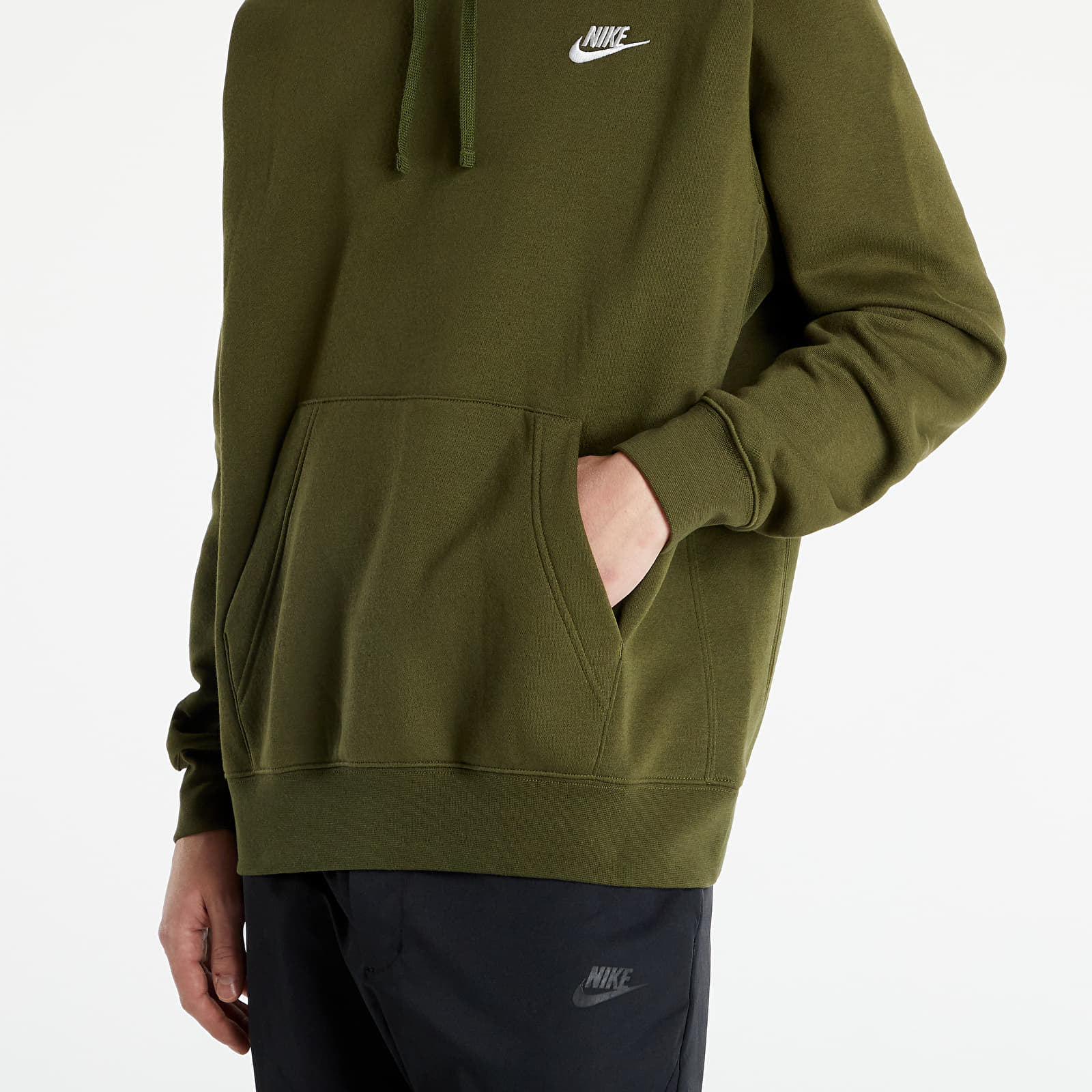 Bluzy Nike NSW Club Hoodie Pullover Brushed Back Rough Green/ Rough Green/ White