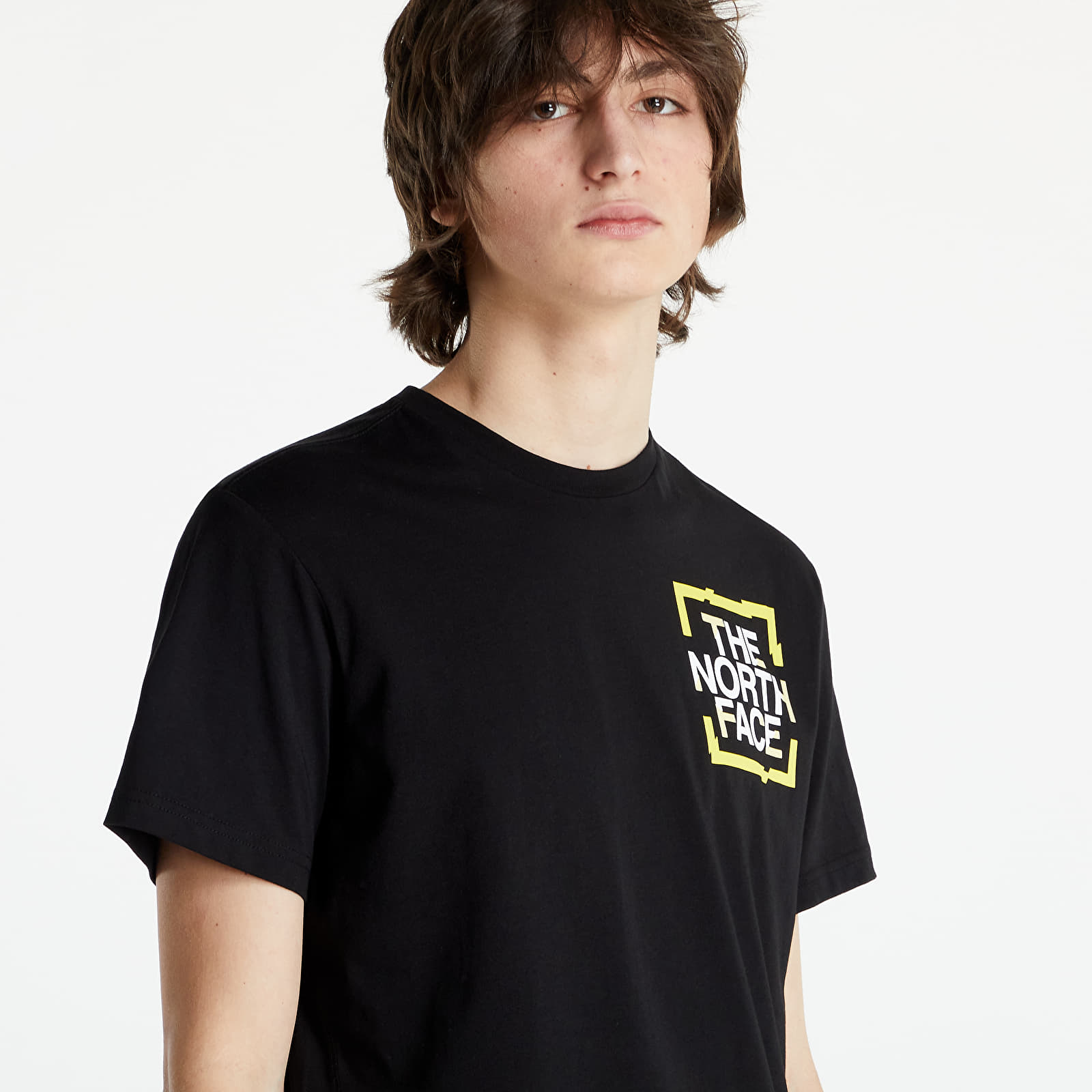 Black and yellow north face t shirt sales