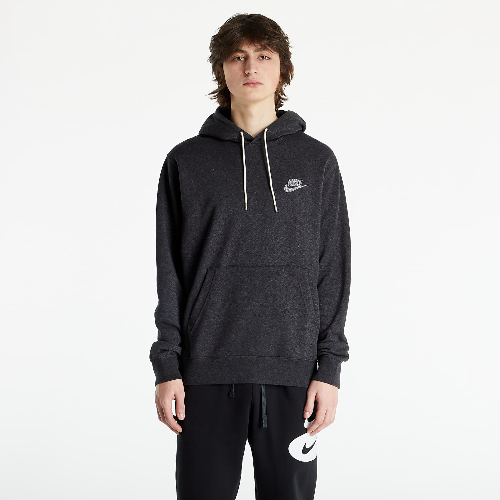 Džemperiai su gobtuvais ir džemperiai Nike NSW Revival Fleece Pullover Hoodie C Black/ White