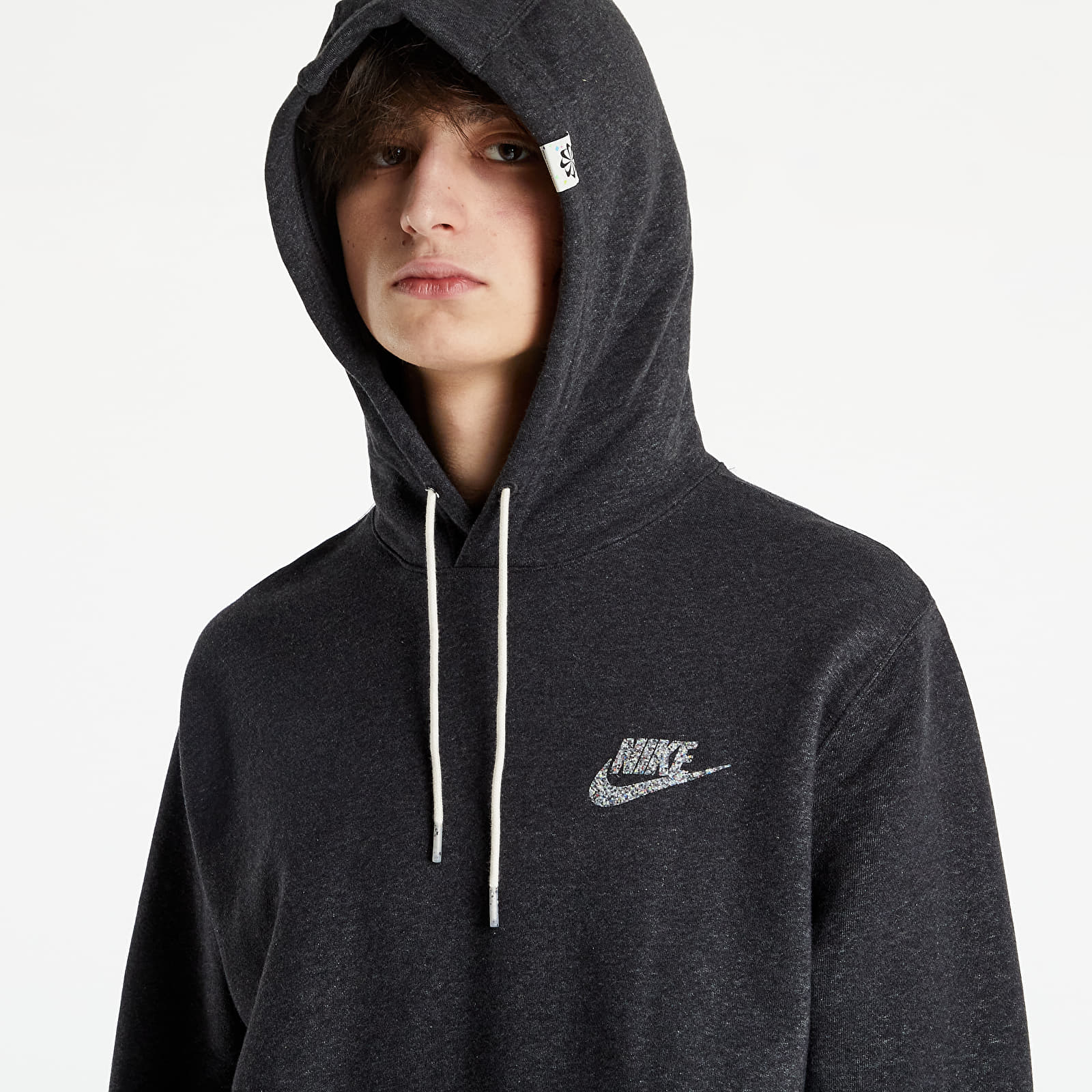 Džemperiai su gobtuvais ir džemperiai Nike NSW Revival Fleece Pullover Hoodie C Black/ White