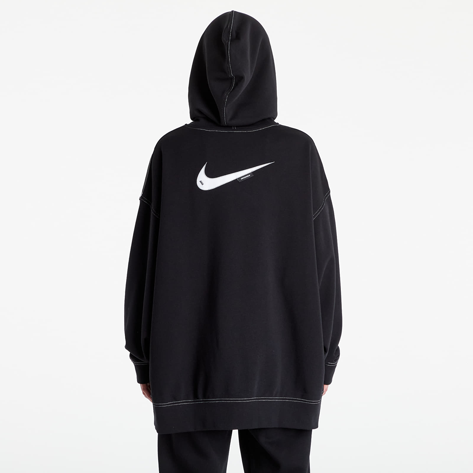 Džemperiai su gobtuvais ir džemperiai Nike NSW Over-Oversized Fleece Hoodie Black/ Black/ White/ White