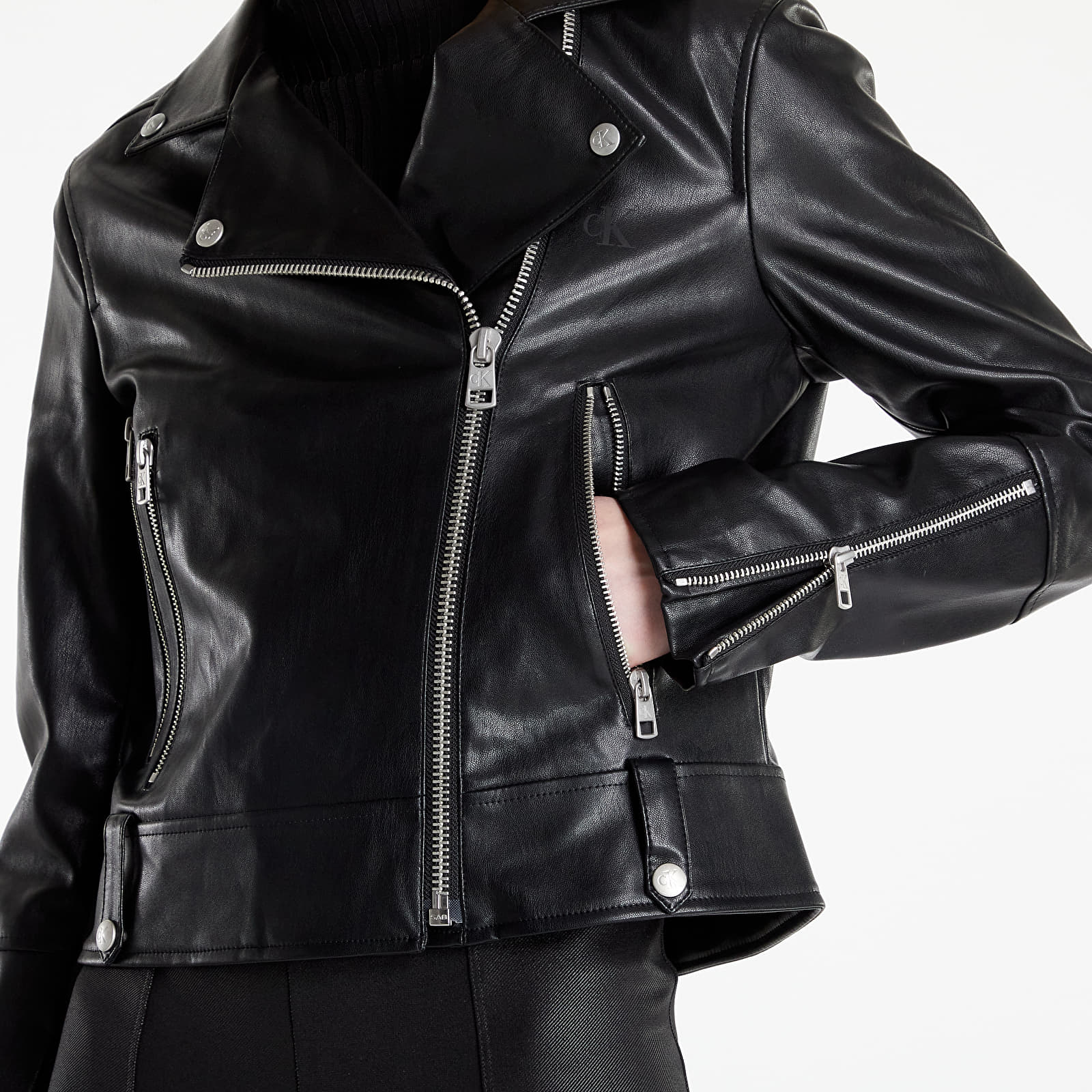 Jackets Calvin Klein Jeans Faux Leather Biker Jacket Ck Black