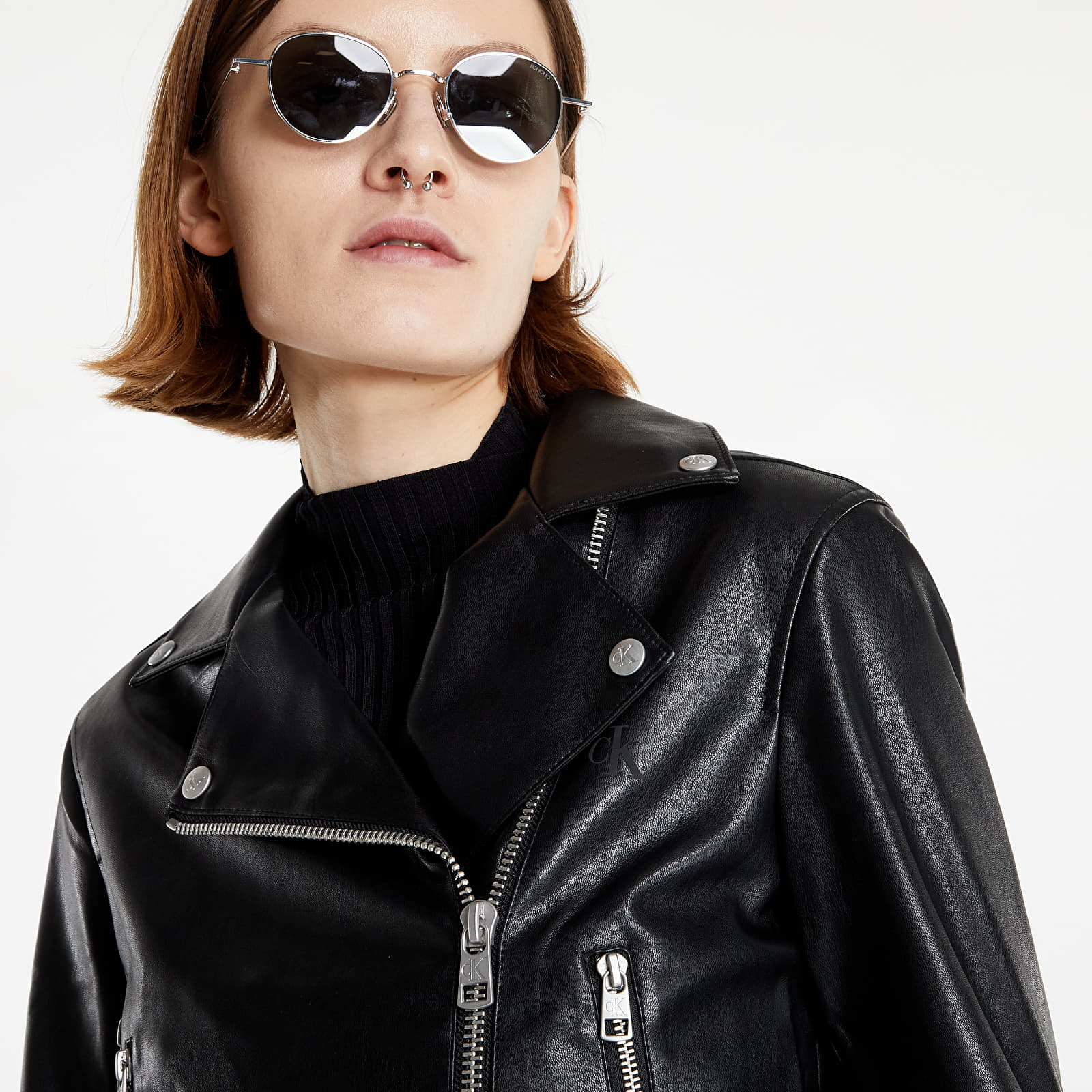 Jackets Calvin Klein Jeans Faux Leather Biker Jacket Ck Black