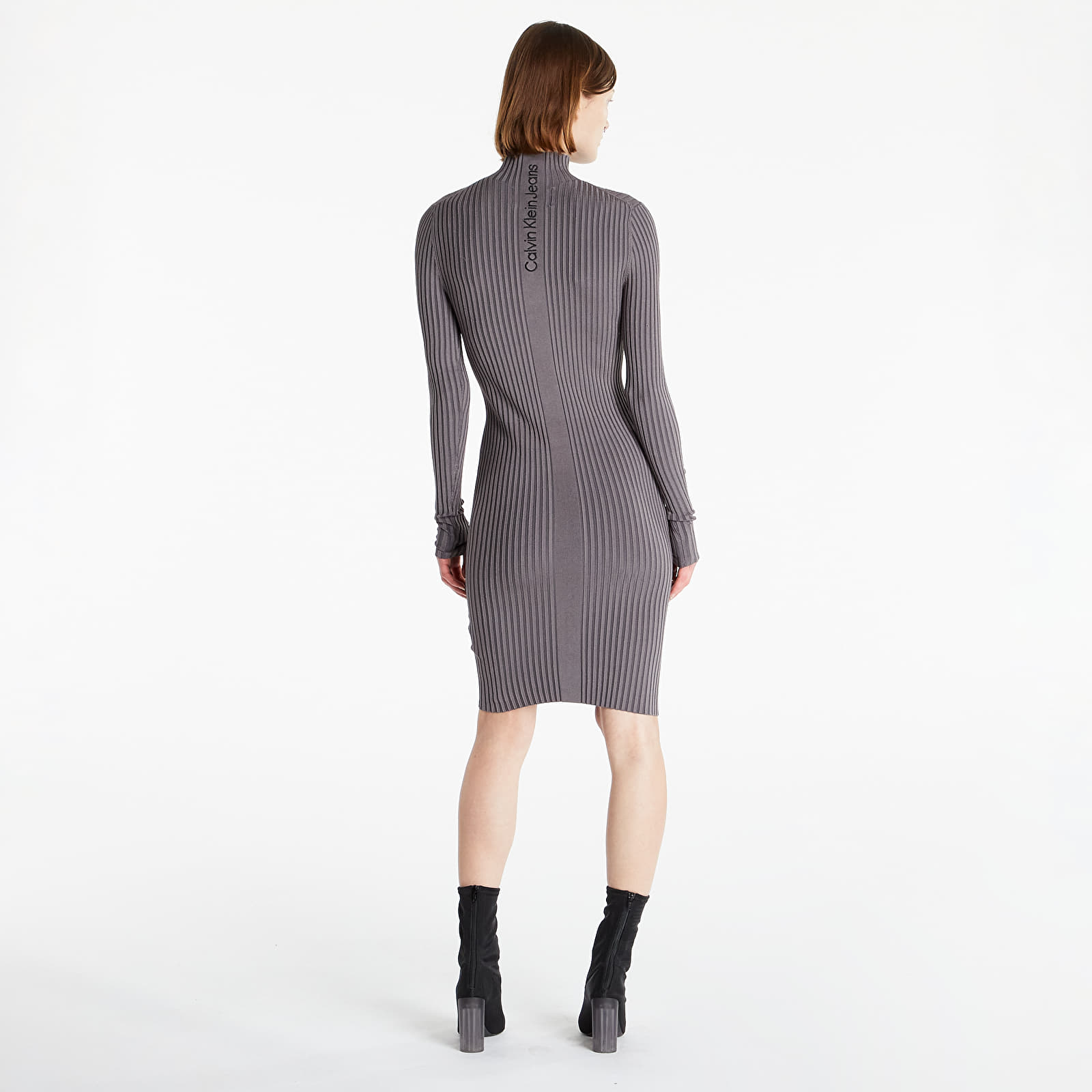 Kleider Calvin Metallic Sweater Grey Jeans Fossil Dress High Footshop Klein | Neck