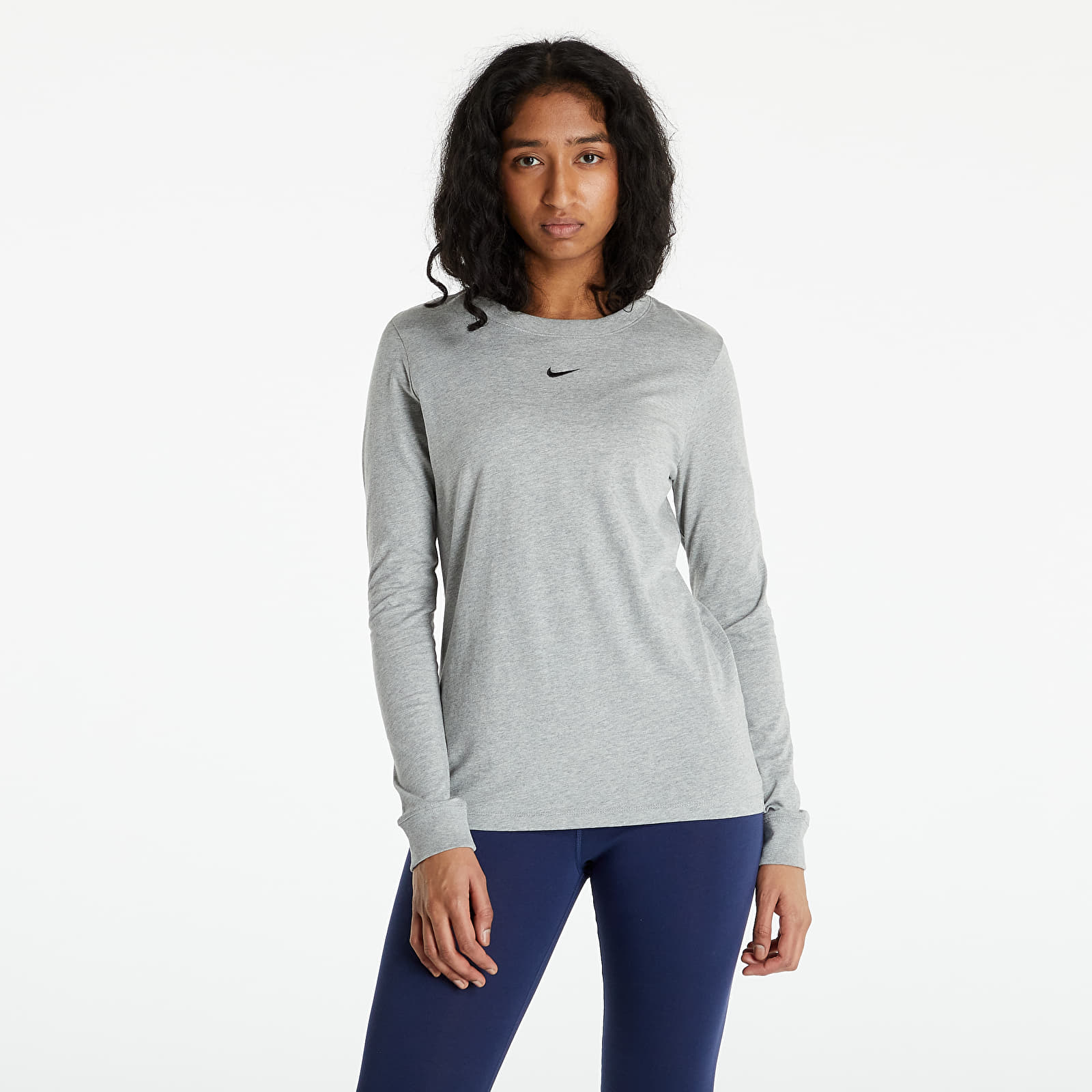 T-Shirts Nike NSW Tee Essential Long Sleeve Lbr Dk Grey Heather/ White
