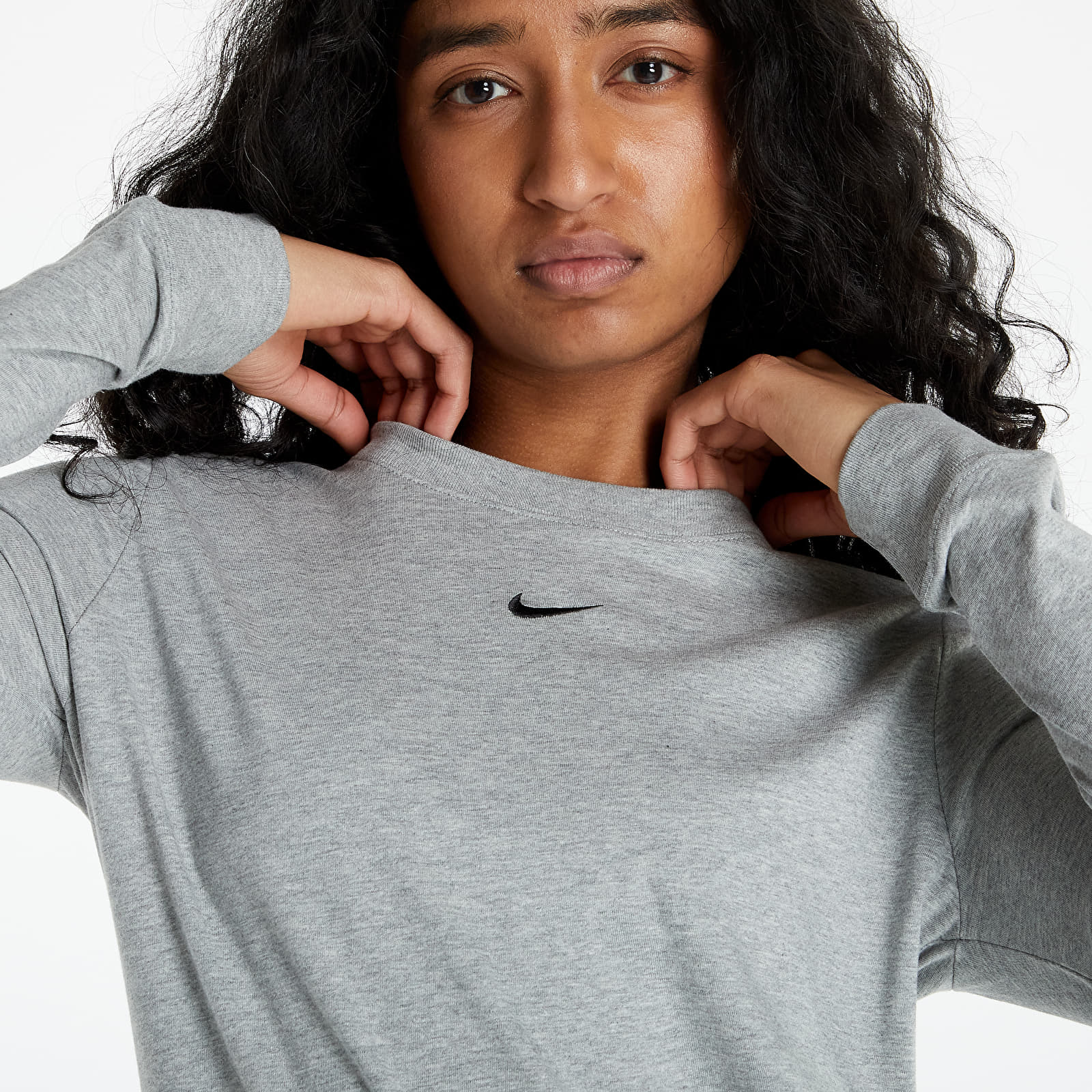 T-Shirts Nike NSW Tee Essential Long Sleeve Lbr Dk Grey Heather/ White