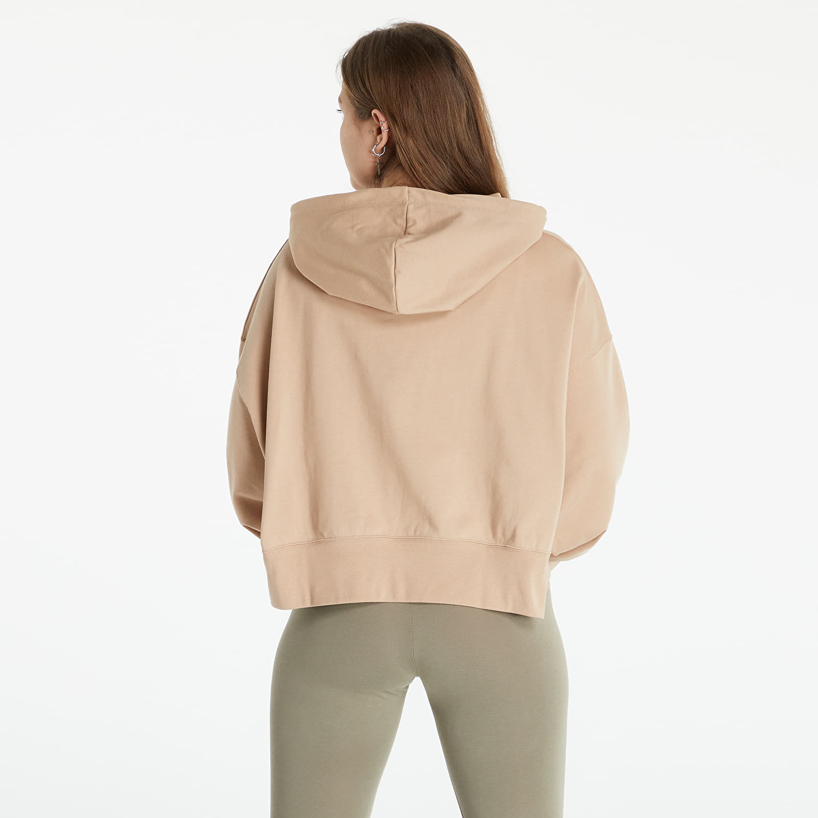 Mikiny Nike NSW Women's Oversized Jersey Pullover Hoodie Hemp/ White