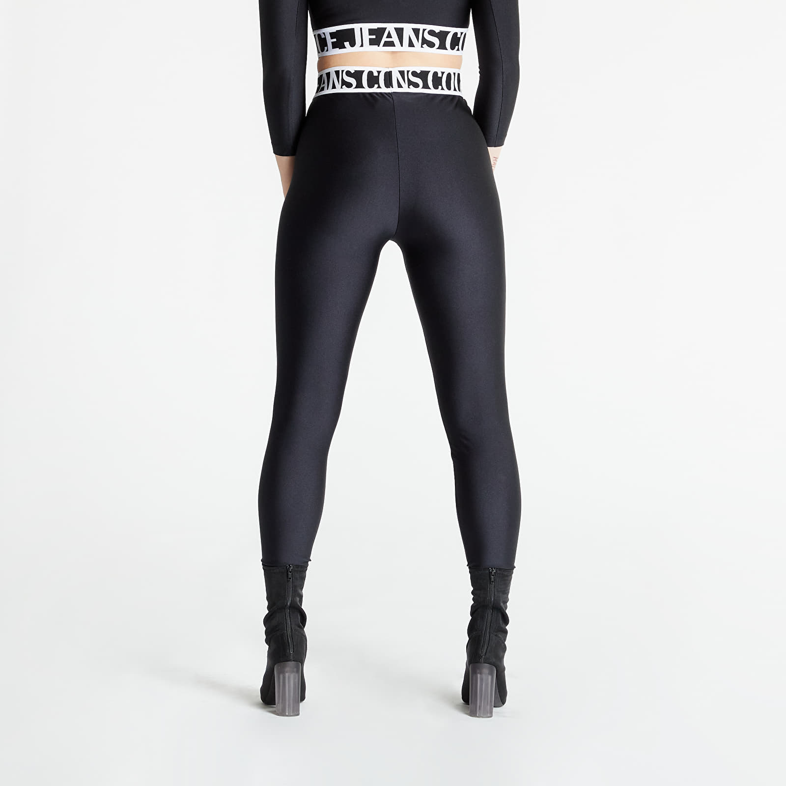 Leggings Versace Jeans Couture Shiny Logo-Waistband Leggings Black