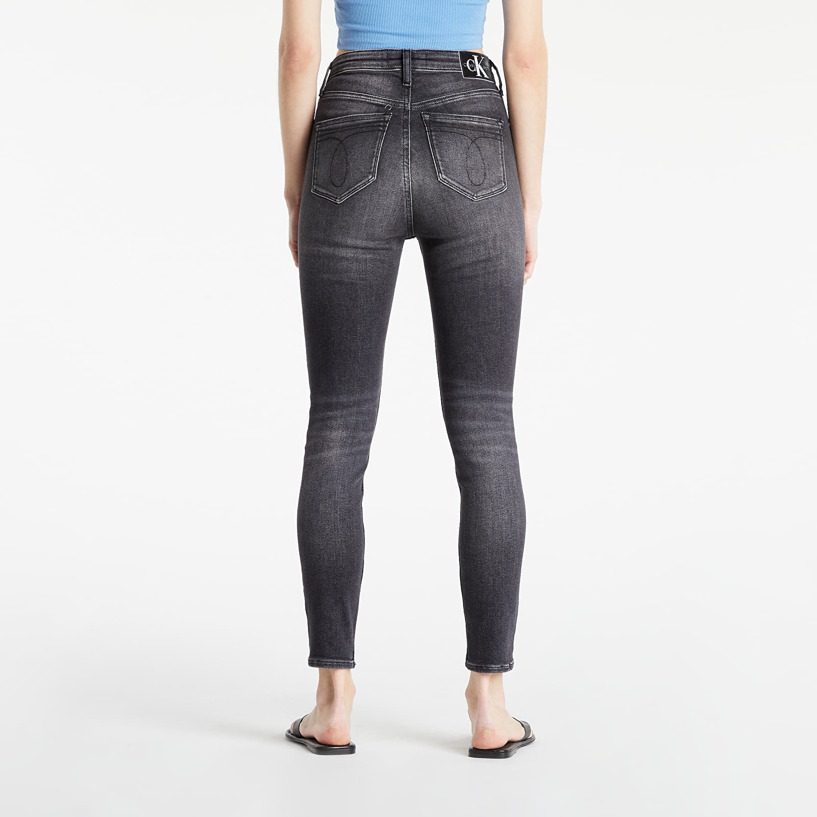 Hlače Calvin Klein Jeans High Rise Skinny Ankle Denim Black