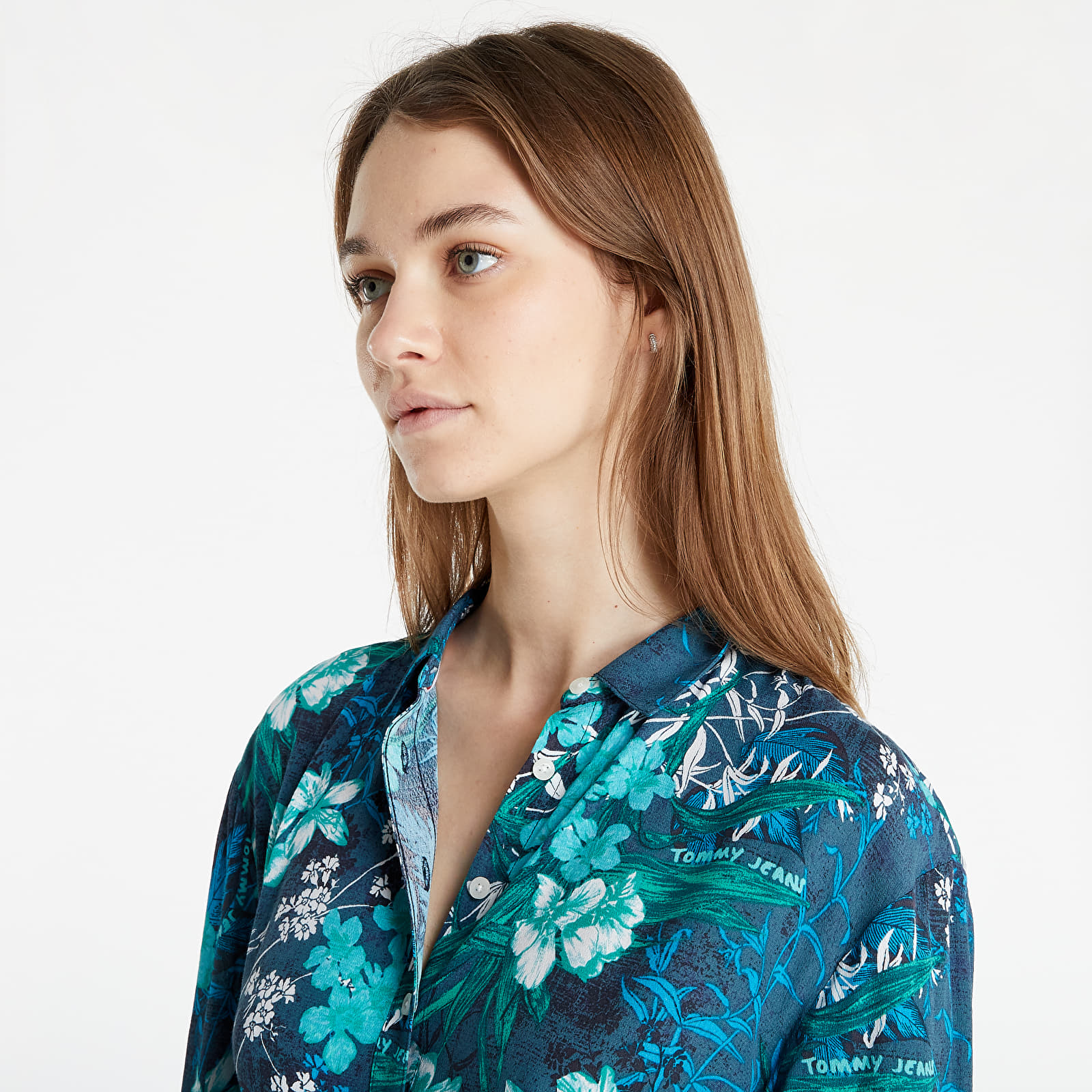 Mekko Tommy Jeans Printed Belt Shirt Dress Island Leaf Print