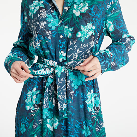 Dress Tommy Jeans Printed Belt Shirt Dress Island Leaf Print
