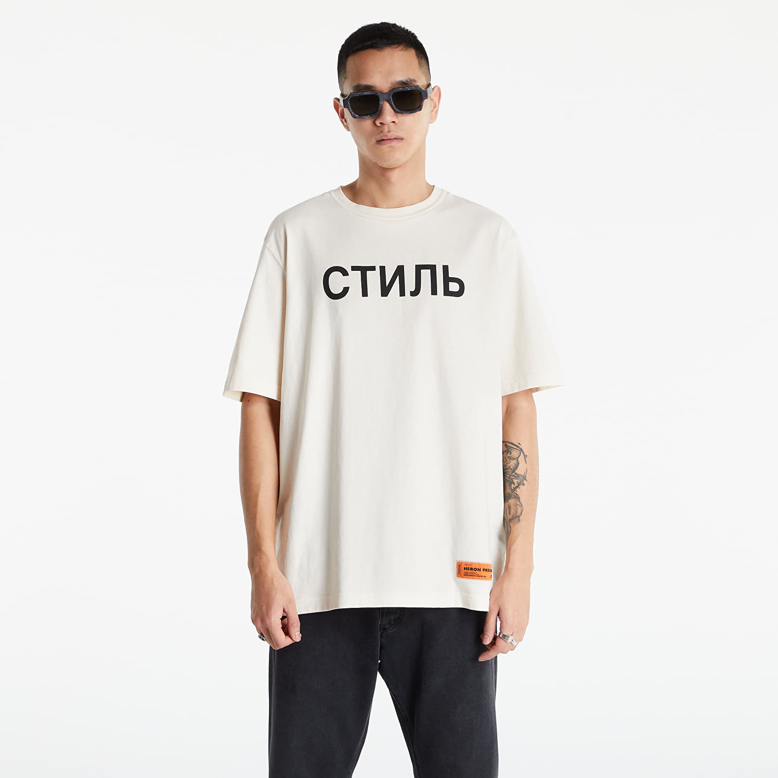 Tricouri  HERON PRESTON Shortsleeve Tee Reg Ctnmb White/ Black