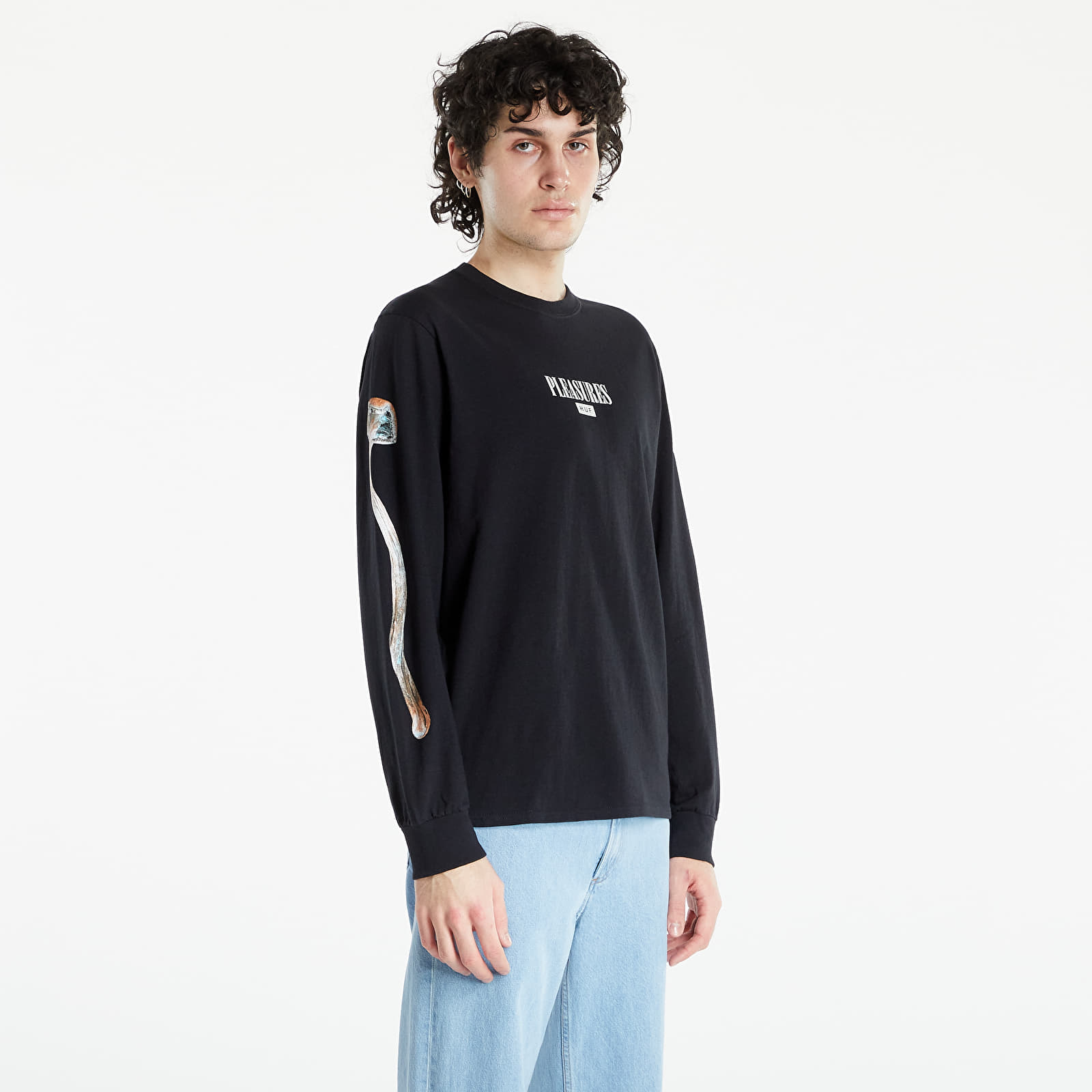 T-shirts HUF x Pleasures Spore Longsleeve Tee Black