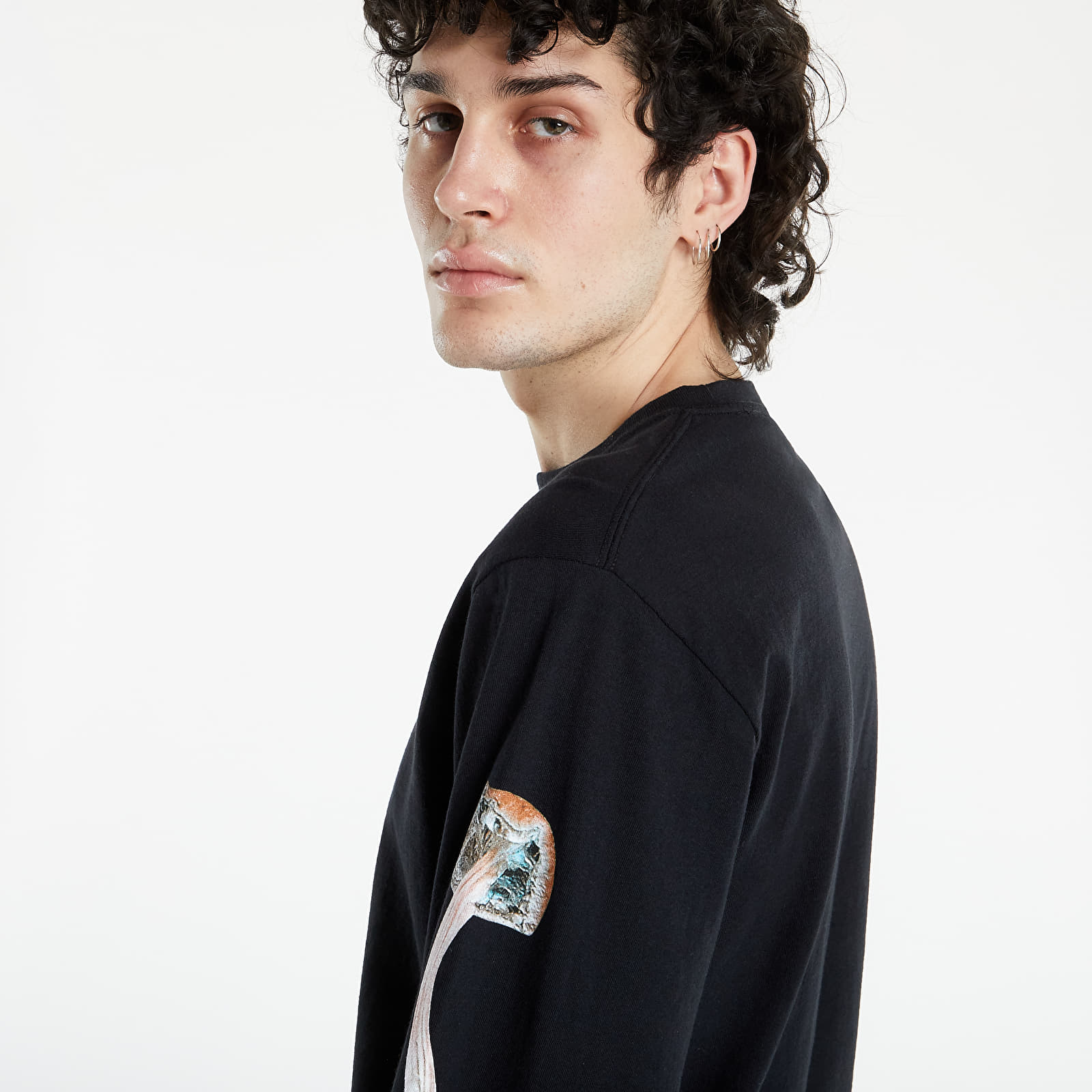 T-shirts HUF x Pleasures Spore Longsleeve Tee Black