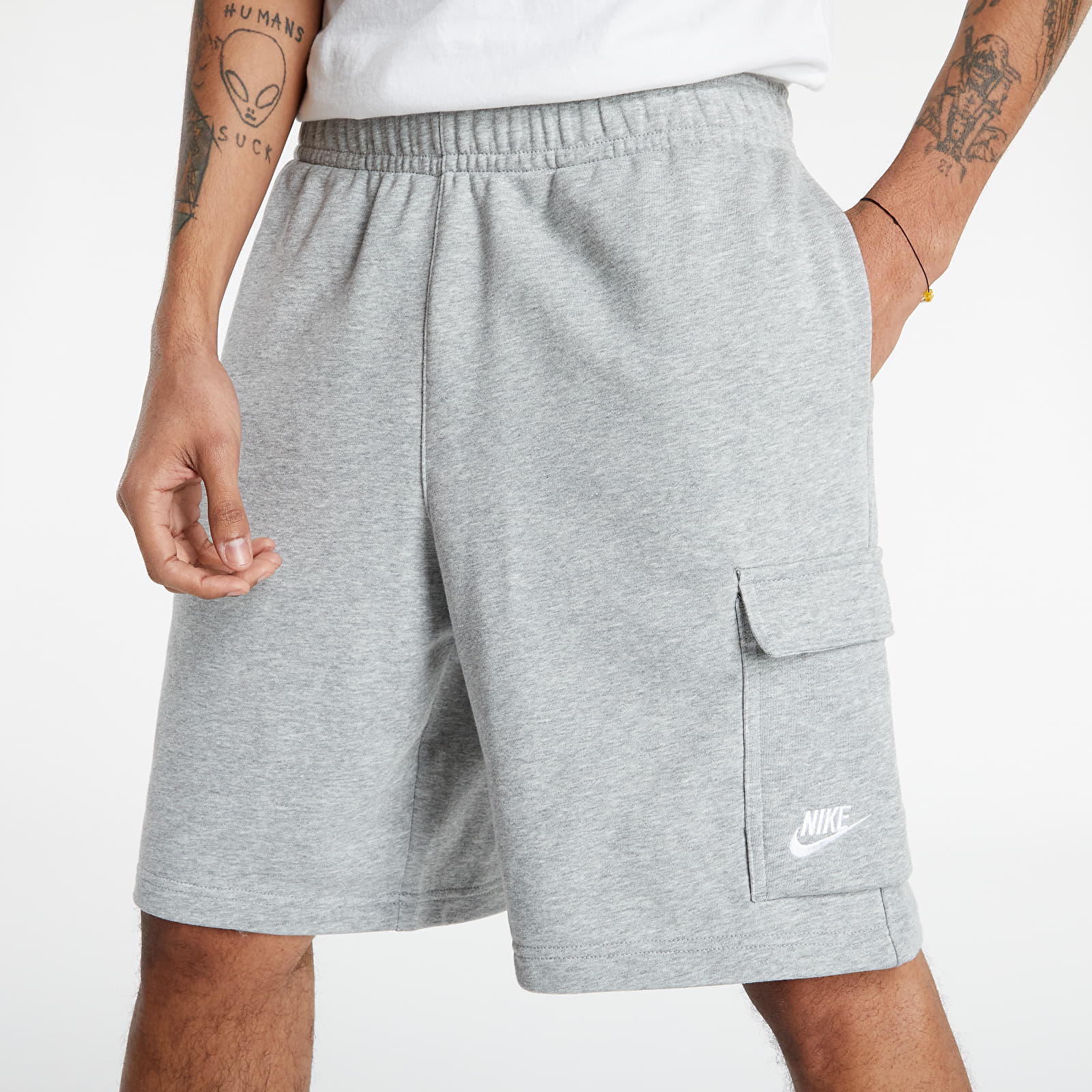 Kratke hlače  Nike Sportswear Club Men's French Terry Cargo Shorts Dk Grey Heather/ Matte Silver/ White