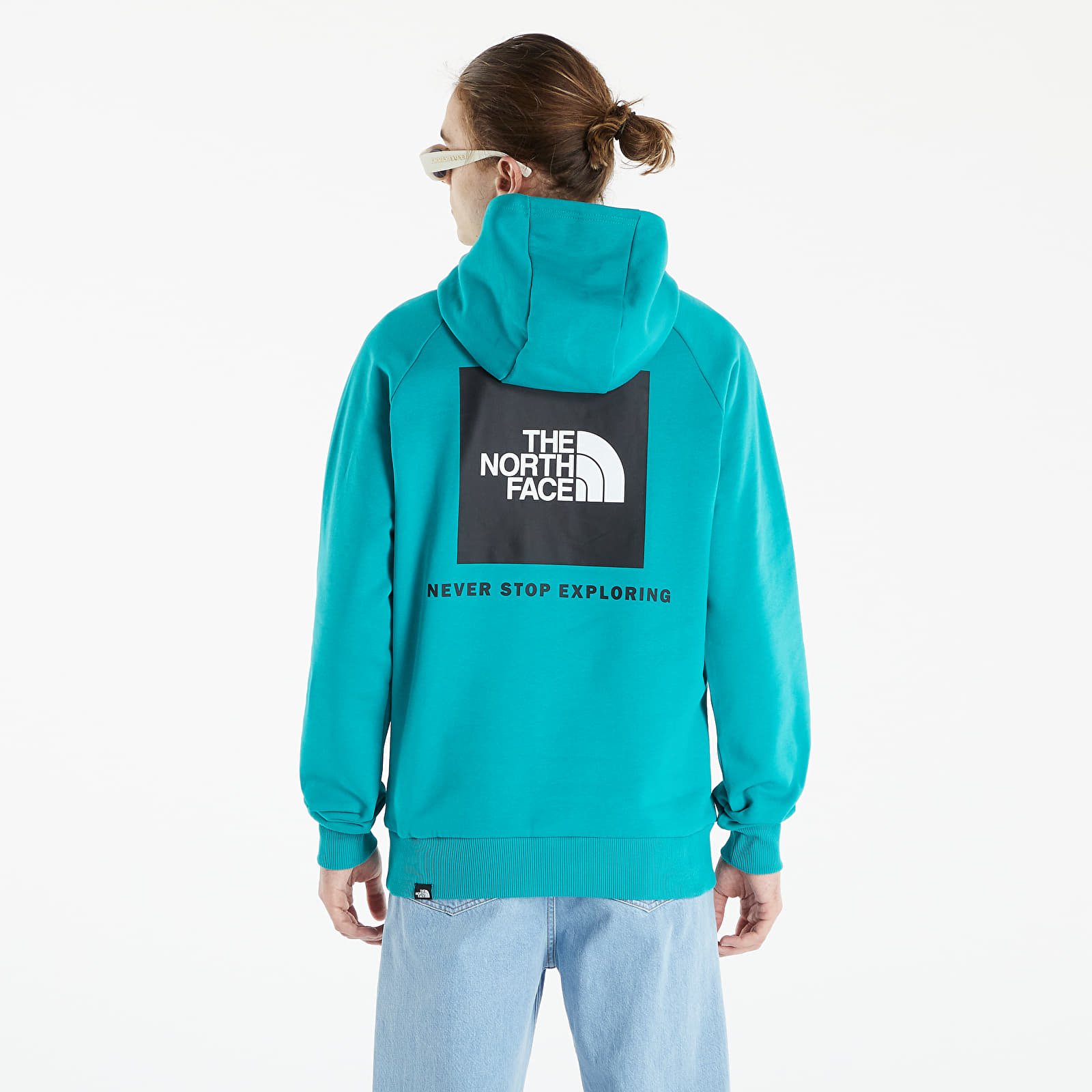 Turquoise north shop face hoodie