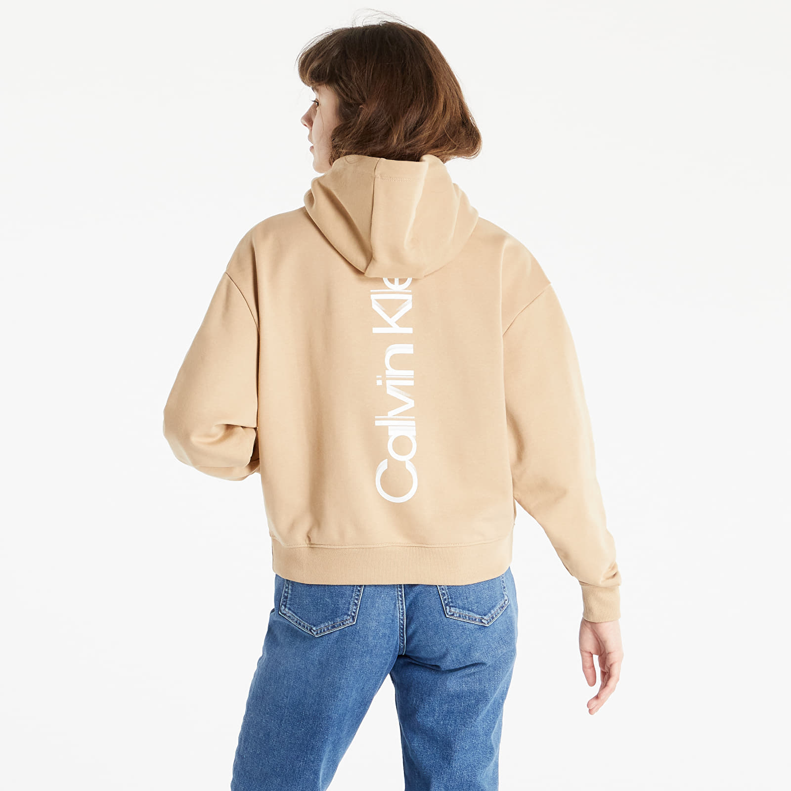 Mikiny Calvin Klein Jeans Back Faded Logo Hoodie Tawny Sand