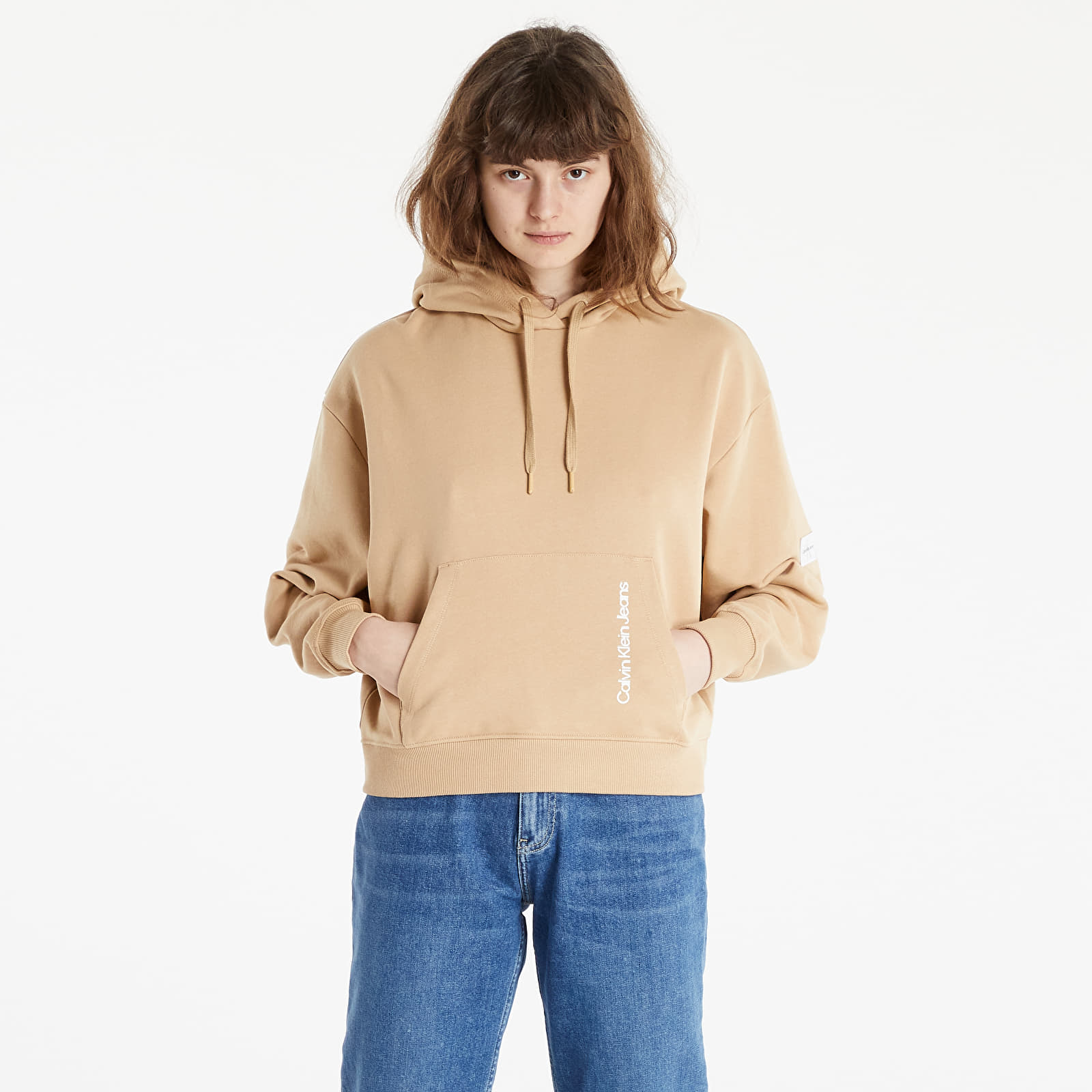 Puloverji Calvin Klein Jeans Back Faded Logo Hoodie Tawny Sand