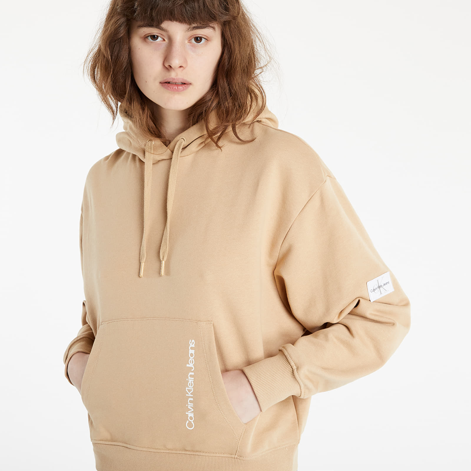 Puloverji Calvin Klein Jeans Back Faded Logo Hoodie Tawny Sand