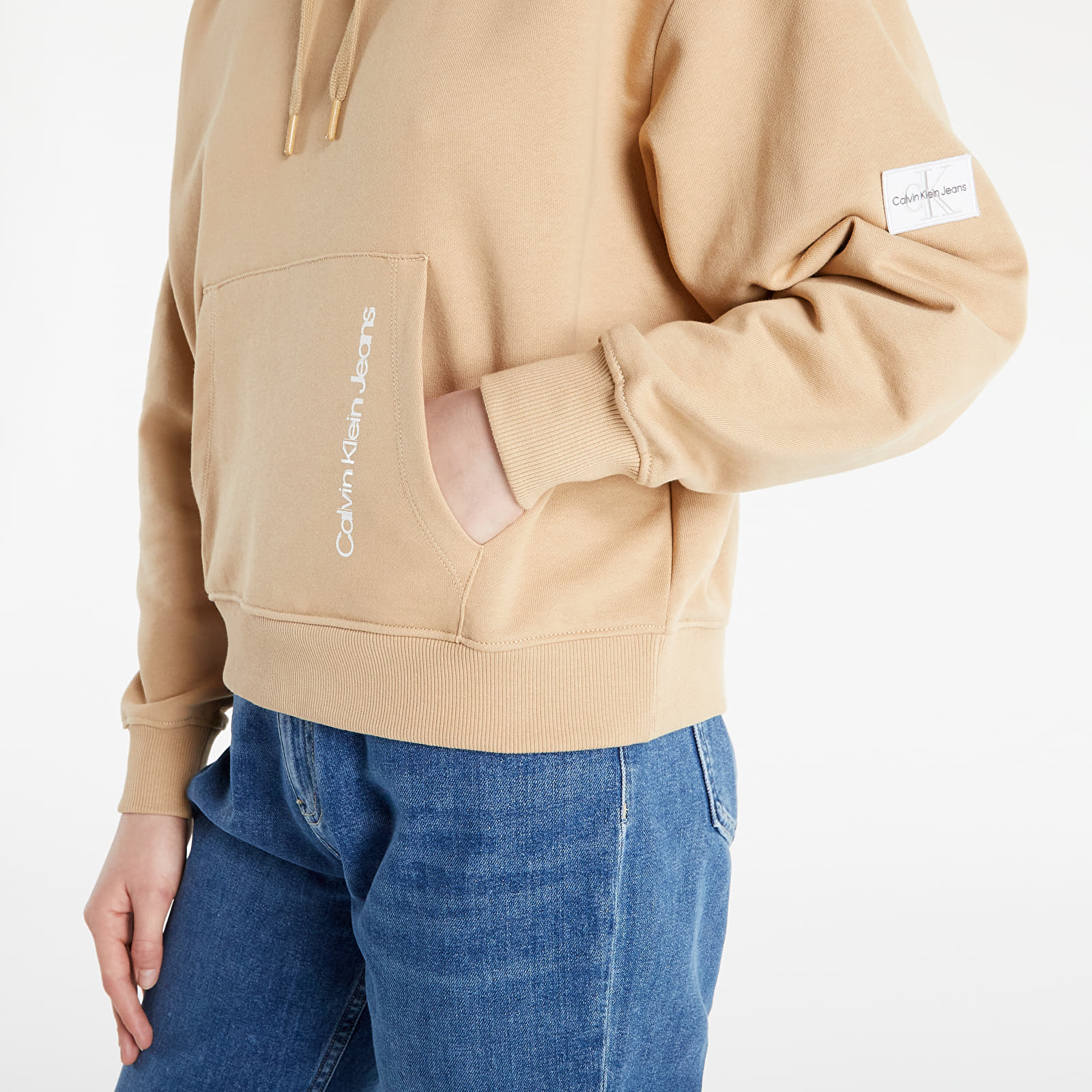 Puloverji Calvin Klein Jeans Back Faded Logo Hoodie Tawny Sand