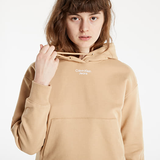Sudaderas Calvin Klein Jeans Stacked Logo Hoodie Tawny Sand Footshop