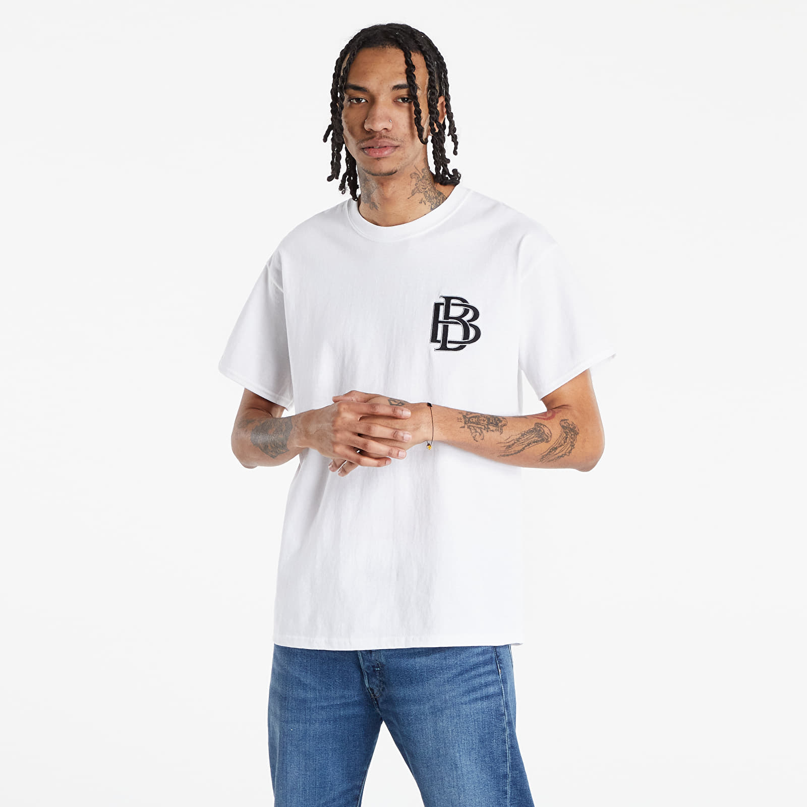 Trička Blood Brother Phantom Chest Embroidery SS Tee White