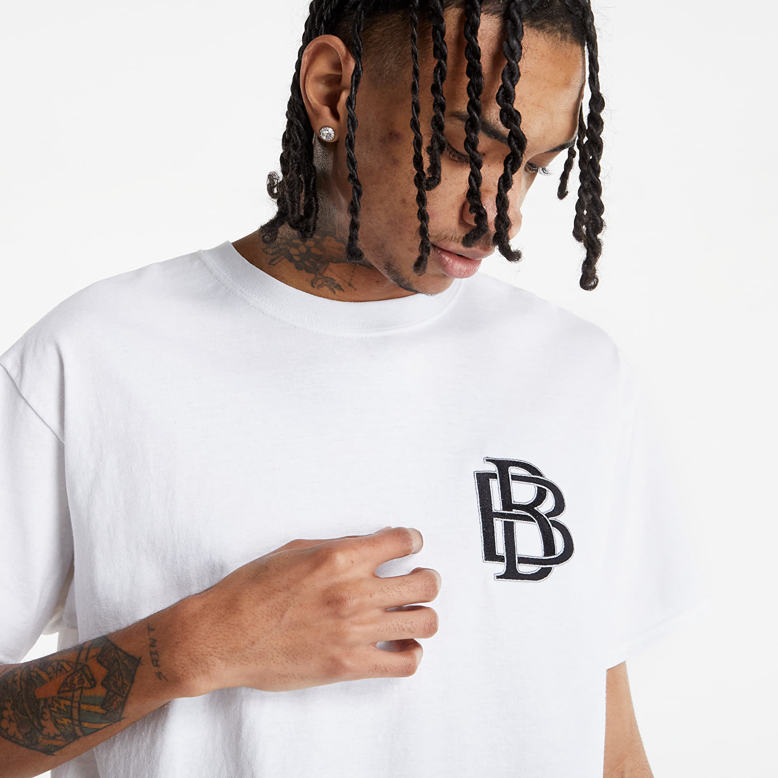 Trička Blood Brother Phantom Chest Embroidery SS Tee White
