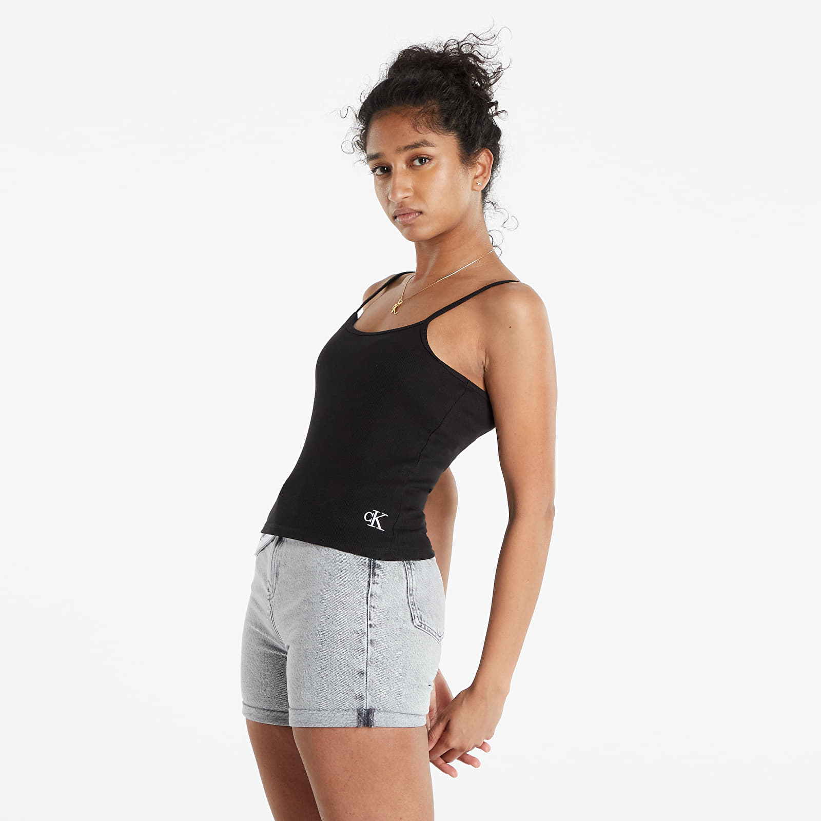 Tank Tops Calvin Klein Jeans Ck Rib Strappy Top Ck Black