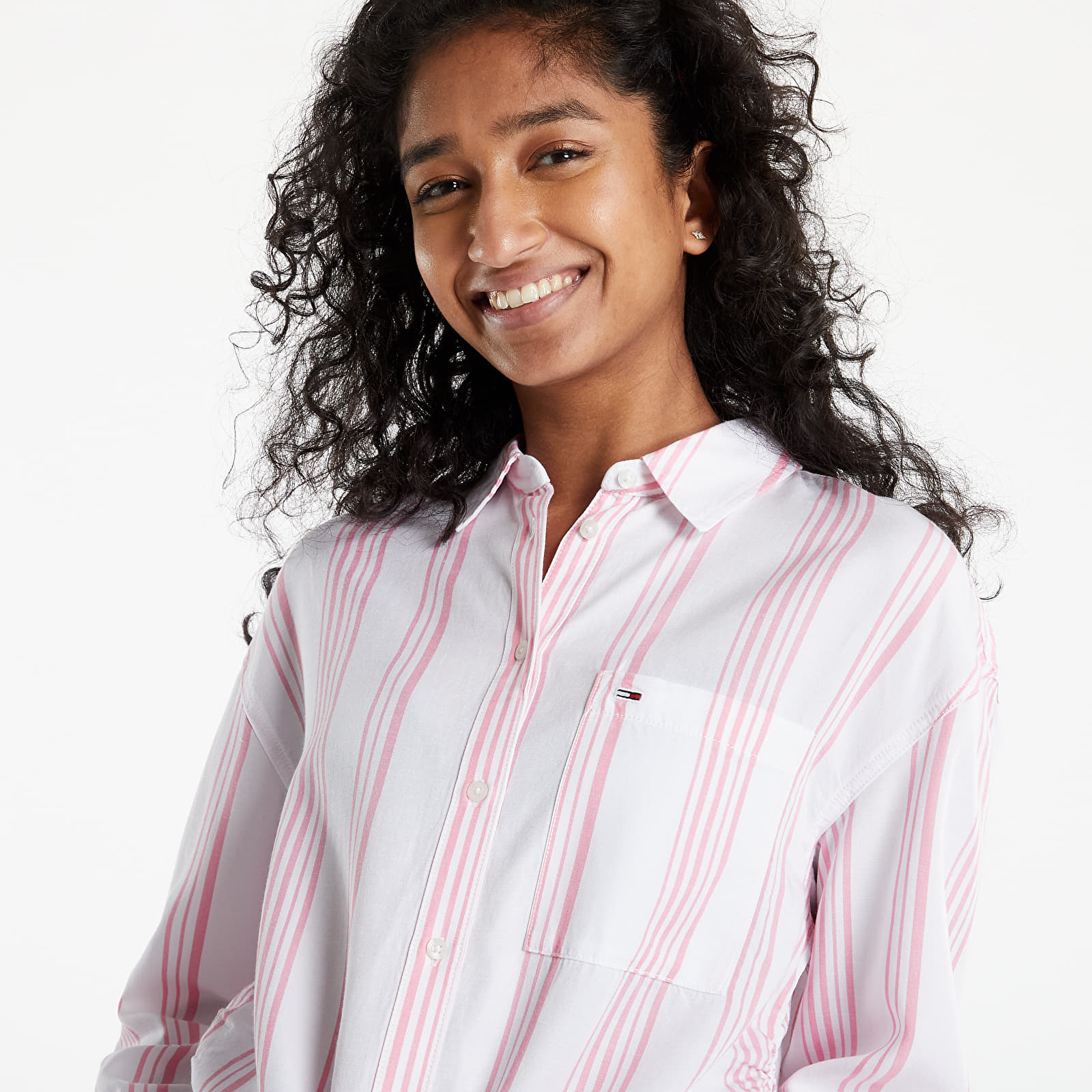 Košele Tommy Jeans Front Tie Stripe Shirt Fresh Pink/ Multi