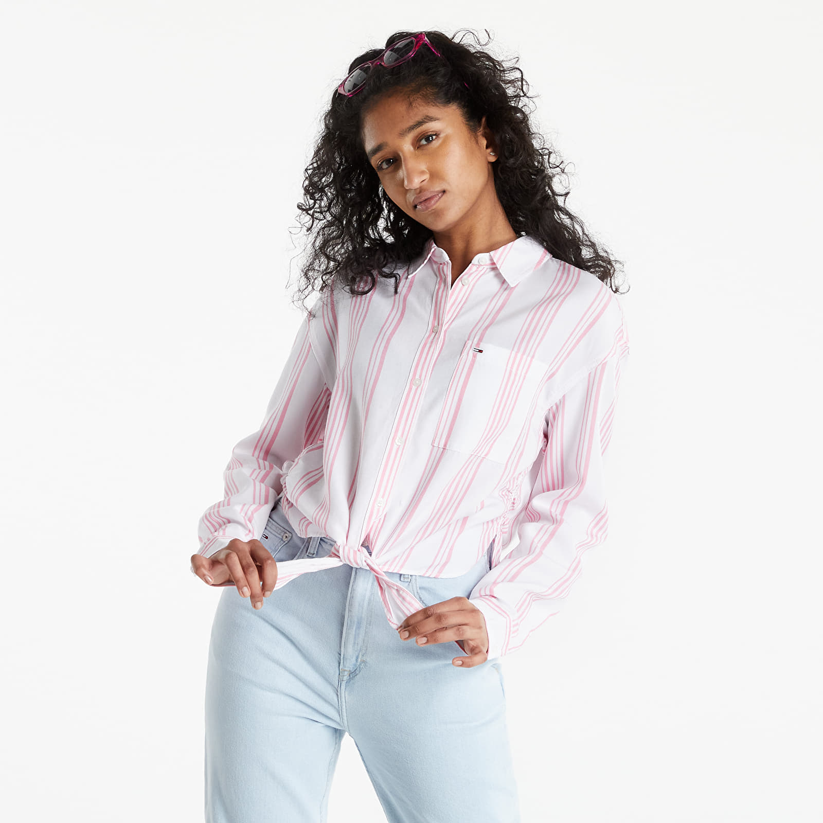Košele Tommy Jeans Front Tie Stripe Shirt Fresh Pink/ Multi