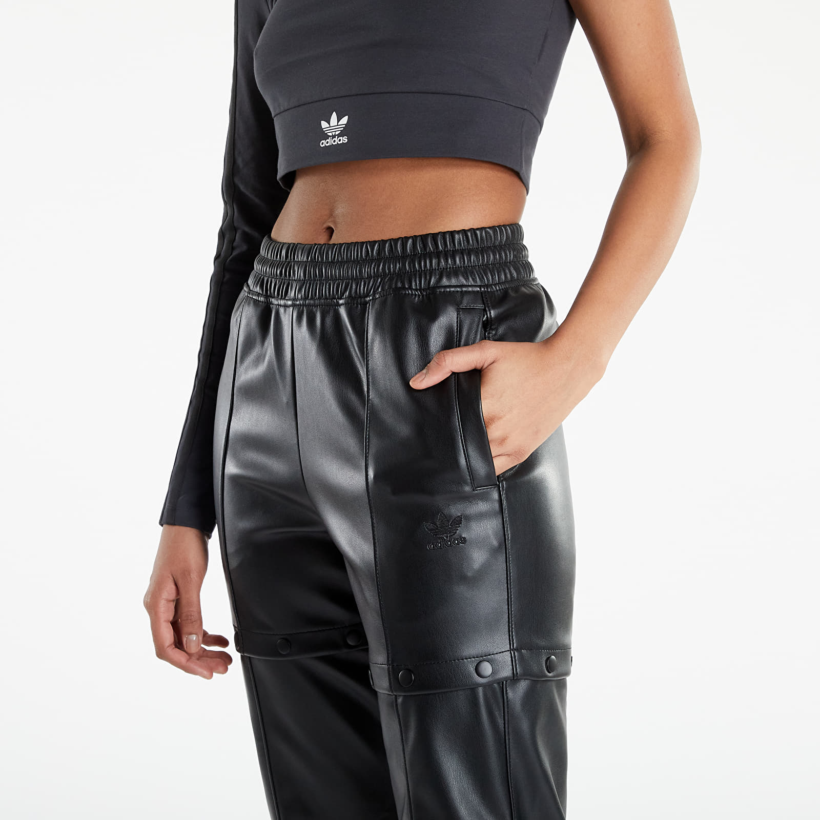 Adidas faux leather pants hot sale