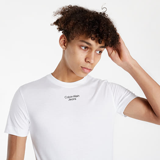 T shirts Calvin Klein Jeans Stacked Logo Tee Bright White Footshop