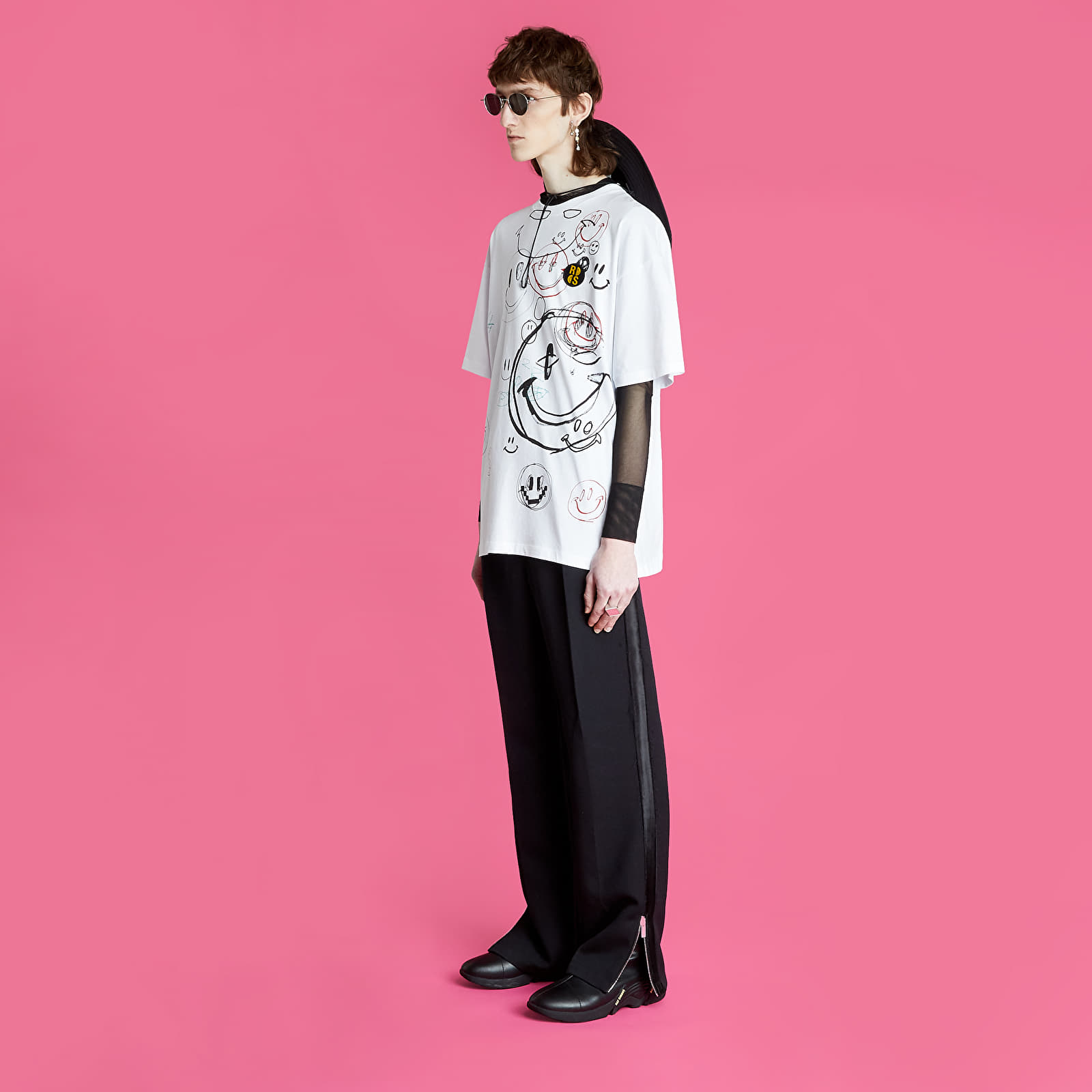T-shirts RAF SIMONS Big Fit T-Shirt With Student Drawing Print White