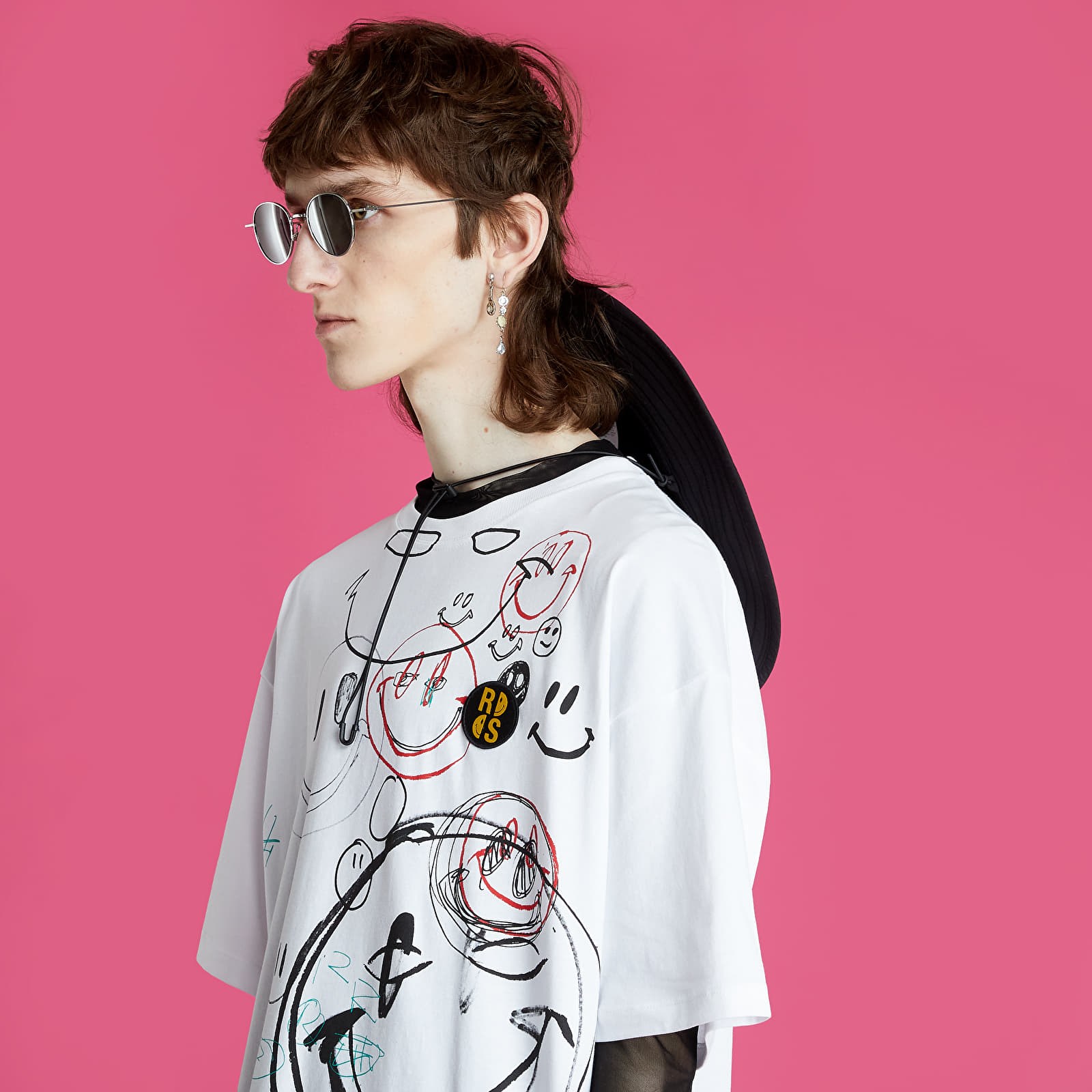 T-shirts RAF SIMONS Big Fit T-Shirt With Student Drawing Print White