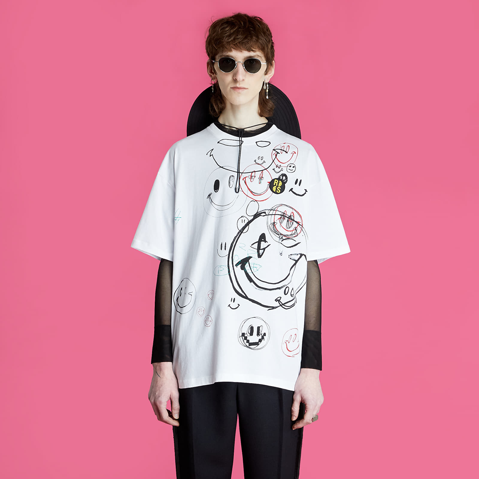 T-shirts RAF SIMONS Big Fit T-Shirt With Student Drawing Print White