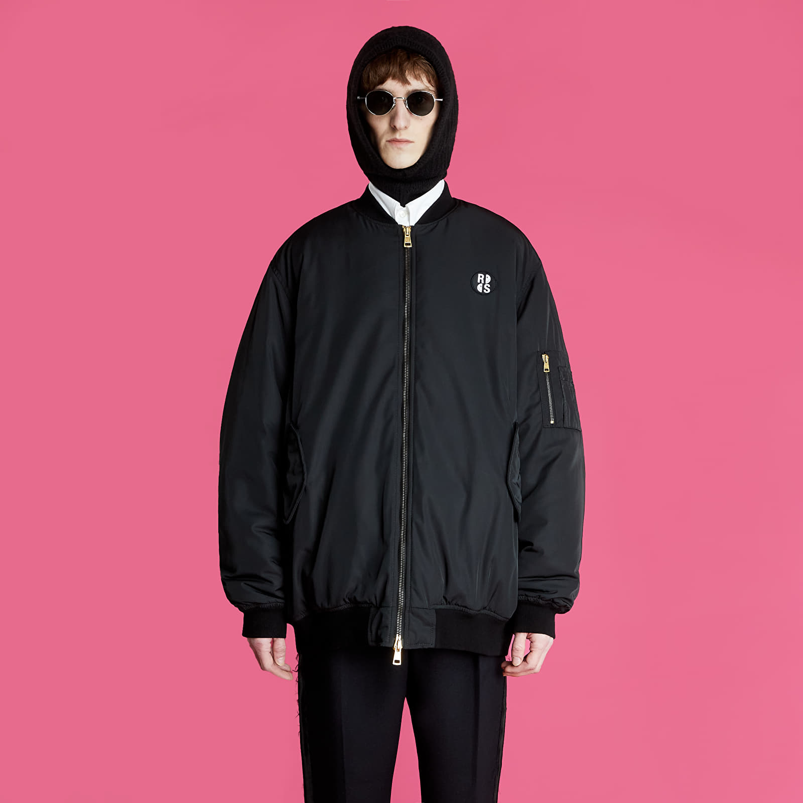 Bundy RAF SIMONS Bomber Jacket With Print And Badge Black