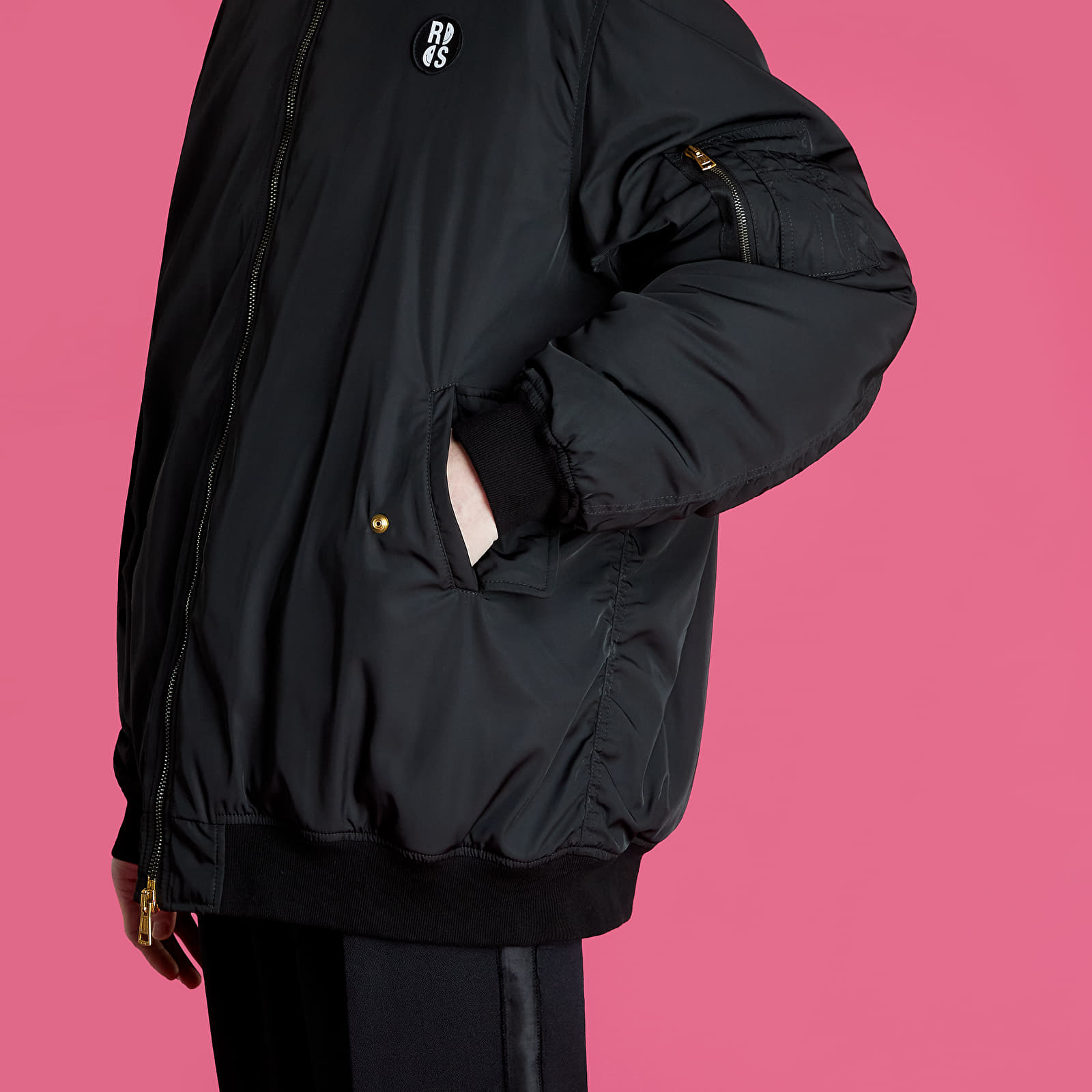 Bundy RAF SIMONS Bomber Jacket With Print And Badge Black