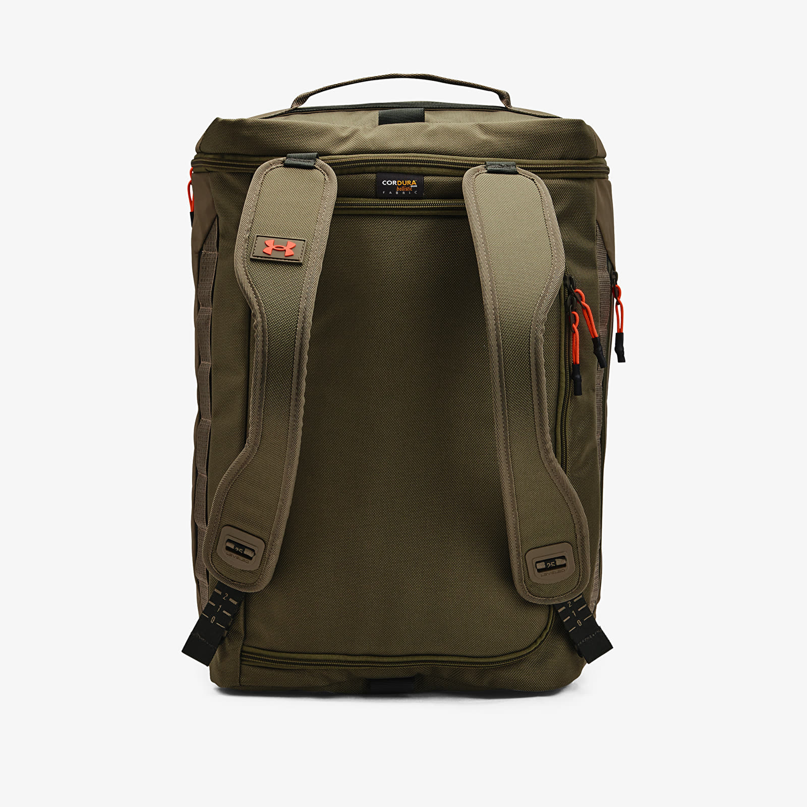 Torby przez ramię Under Armour Triumph Duffle Backpack Tent/ Baroque Green/ Blaze Orange