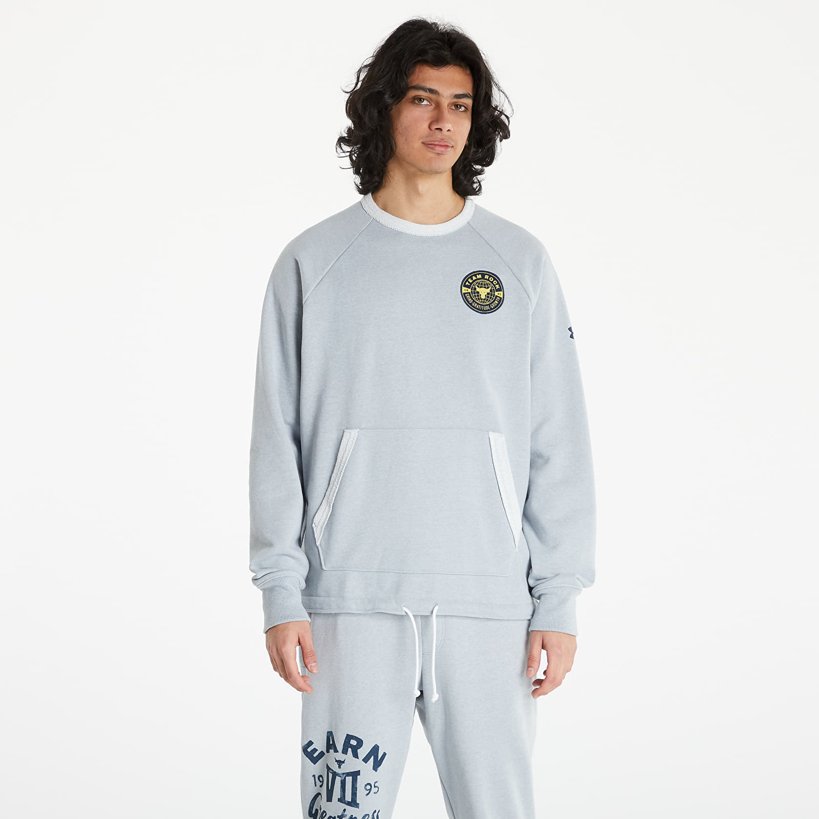 Felpe Under Armour Project Rock Heavyweight Terry Crew Mod Gray Medium Heather/ Steel