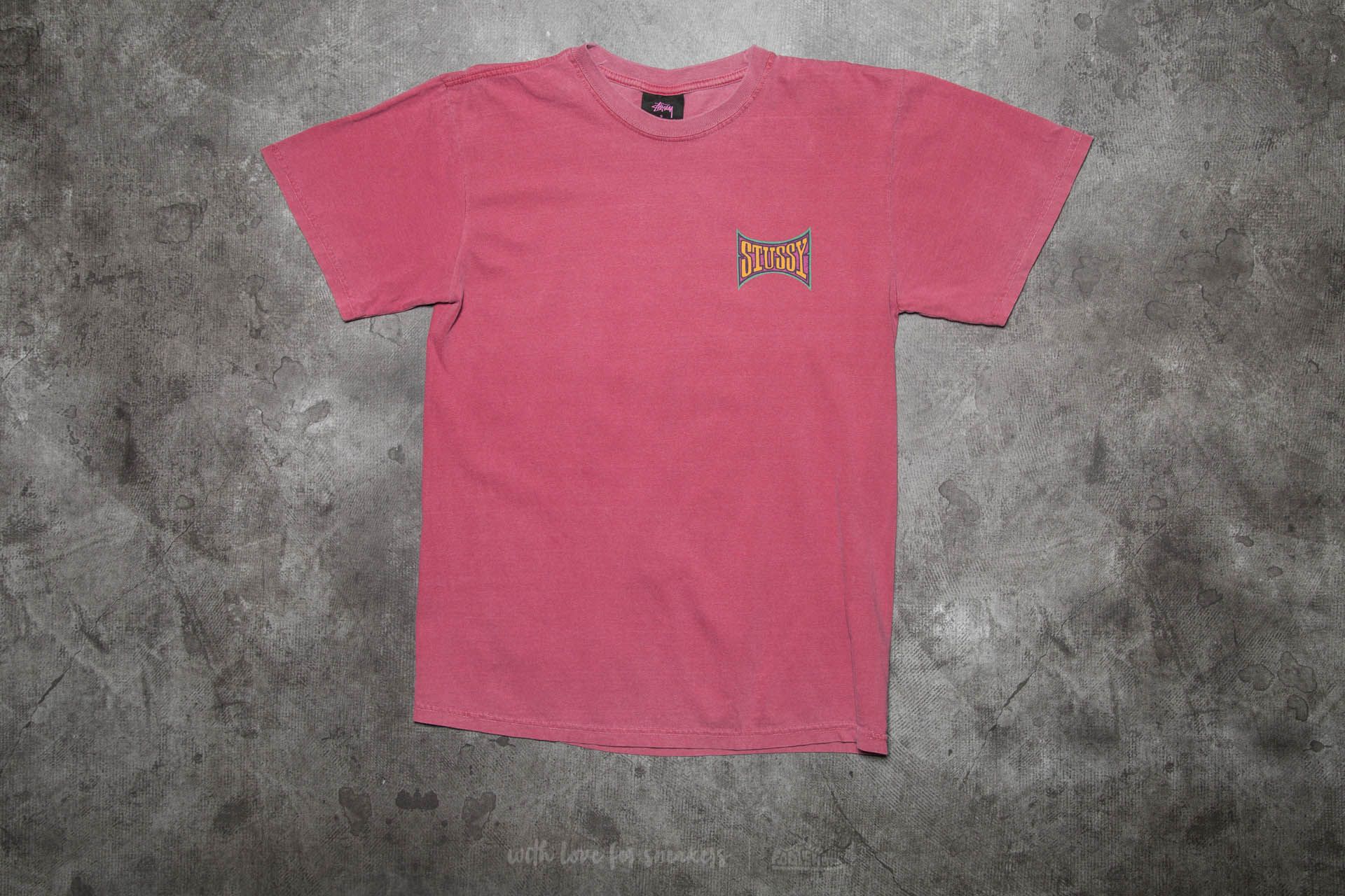 Camisetas Stüssy Old Skool Pigment Dyed Tee Burgundy