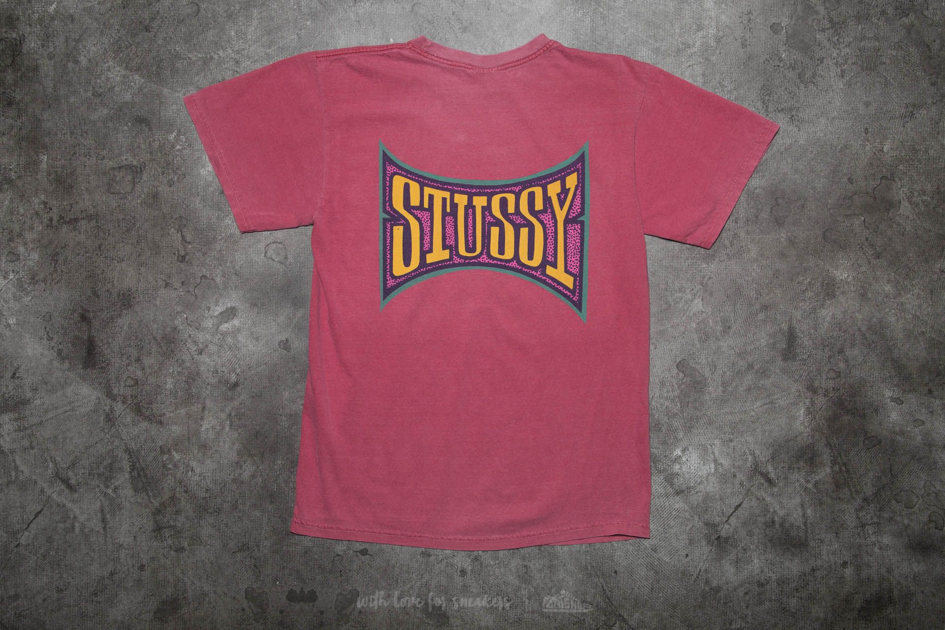 Camisetas Stüssy Old Skool Pigment Dyed Tee Burgundy