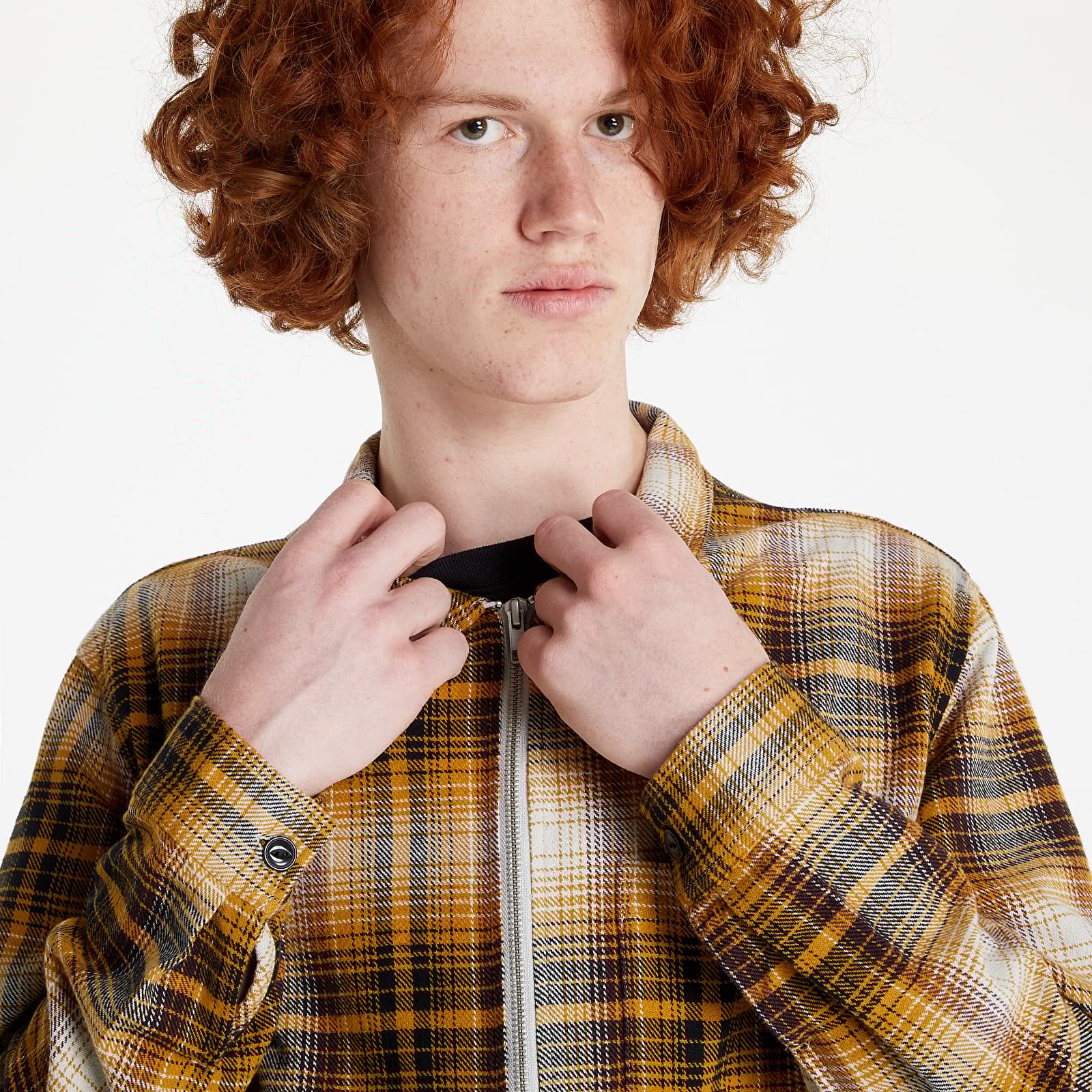 Hemden Stüssy Shadow Plaid Zip Long Sleeve Shirt Mustard